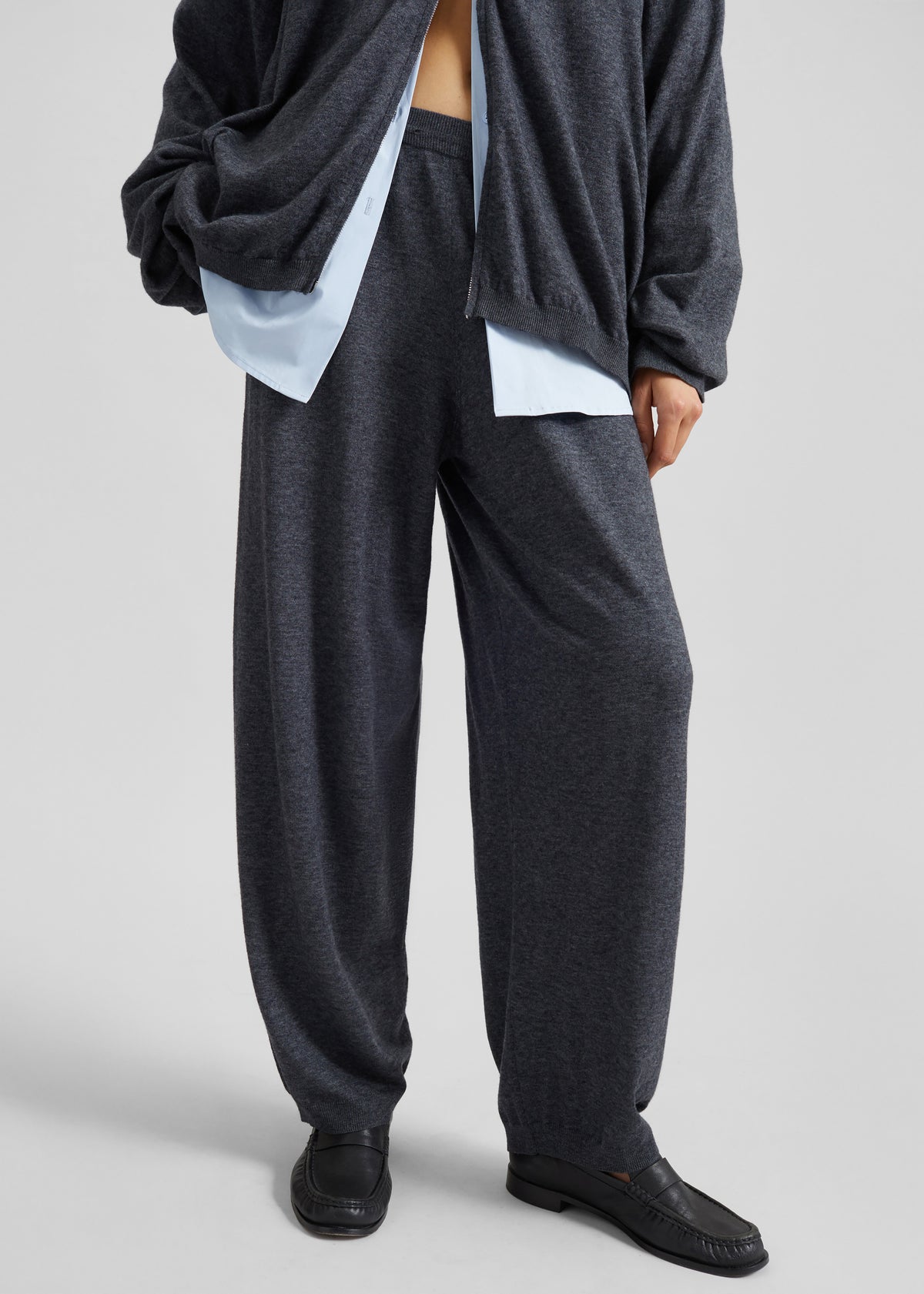 Olia Knit Joggers - Dark Grey Melange - 1