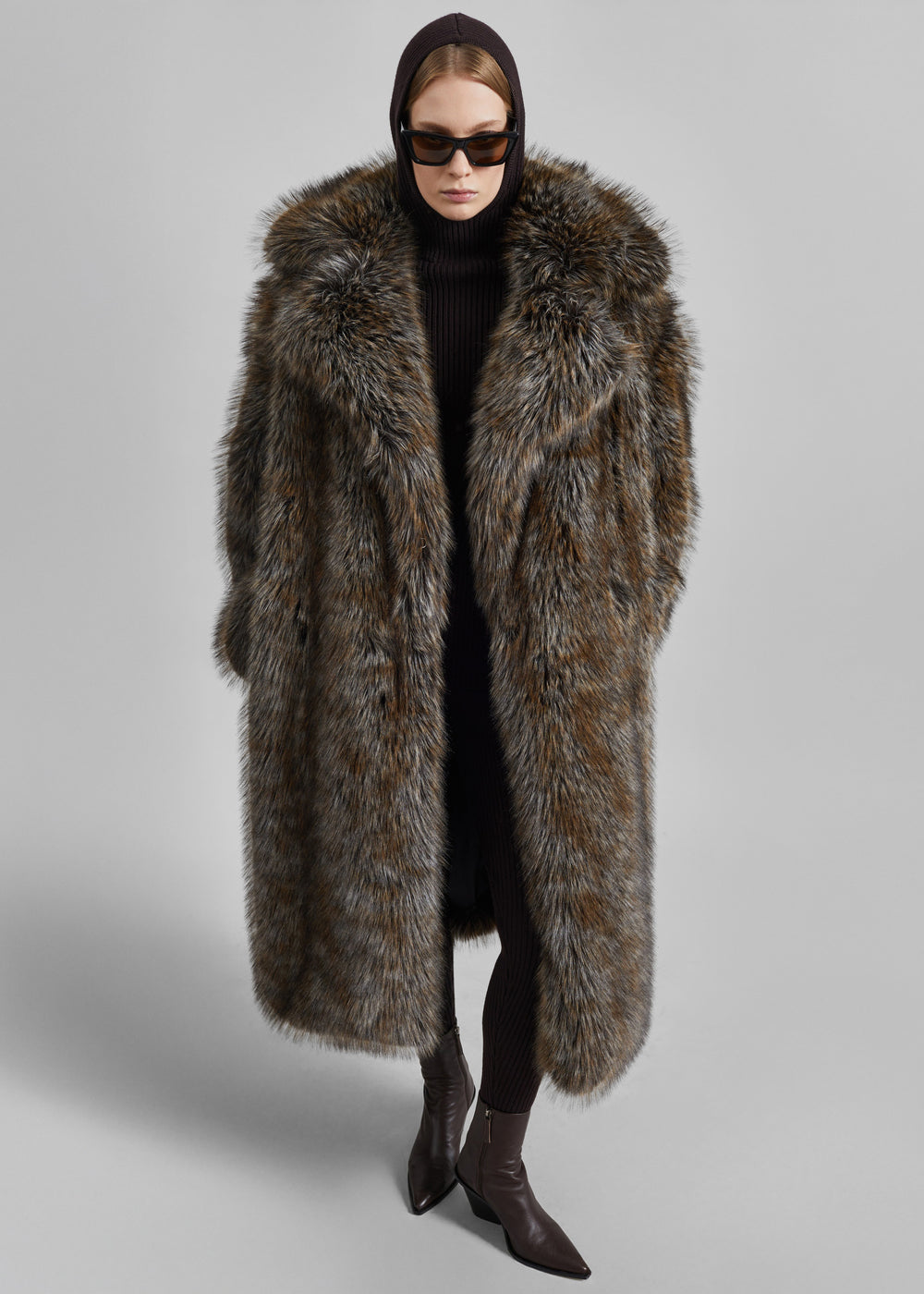 Olin Padded Faux Fur Coat - Brown - 1