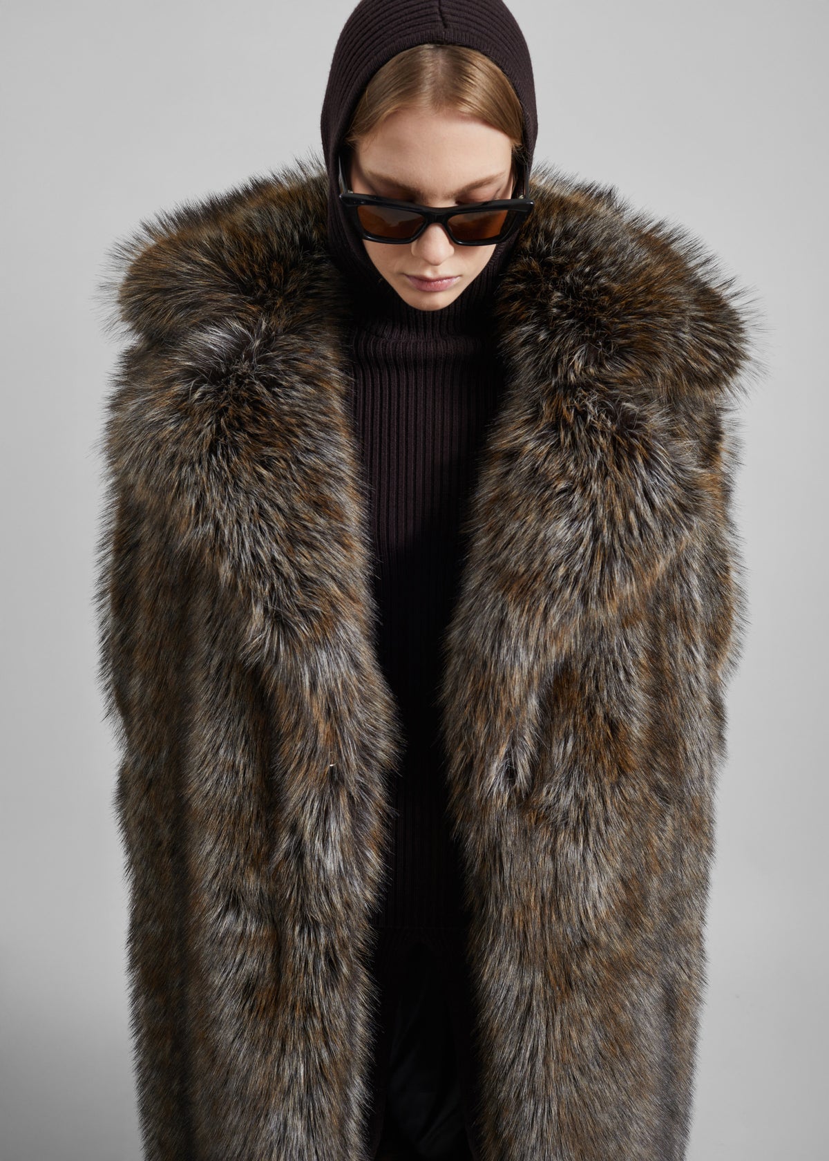 Olin Padded Faux Fur Coat - Brown
