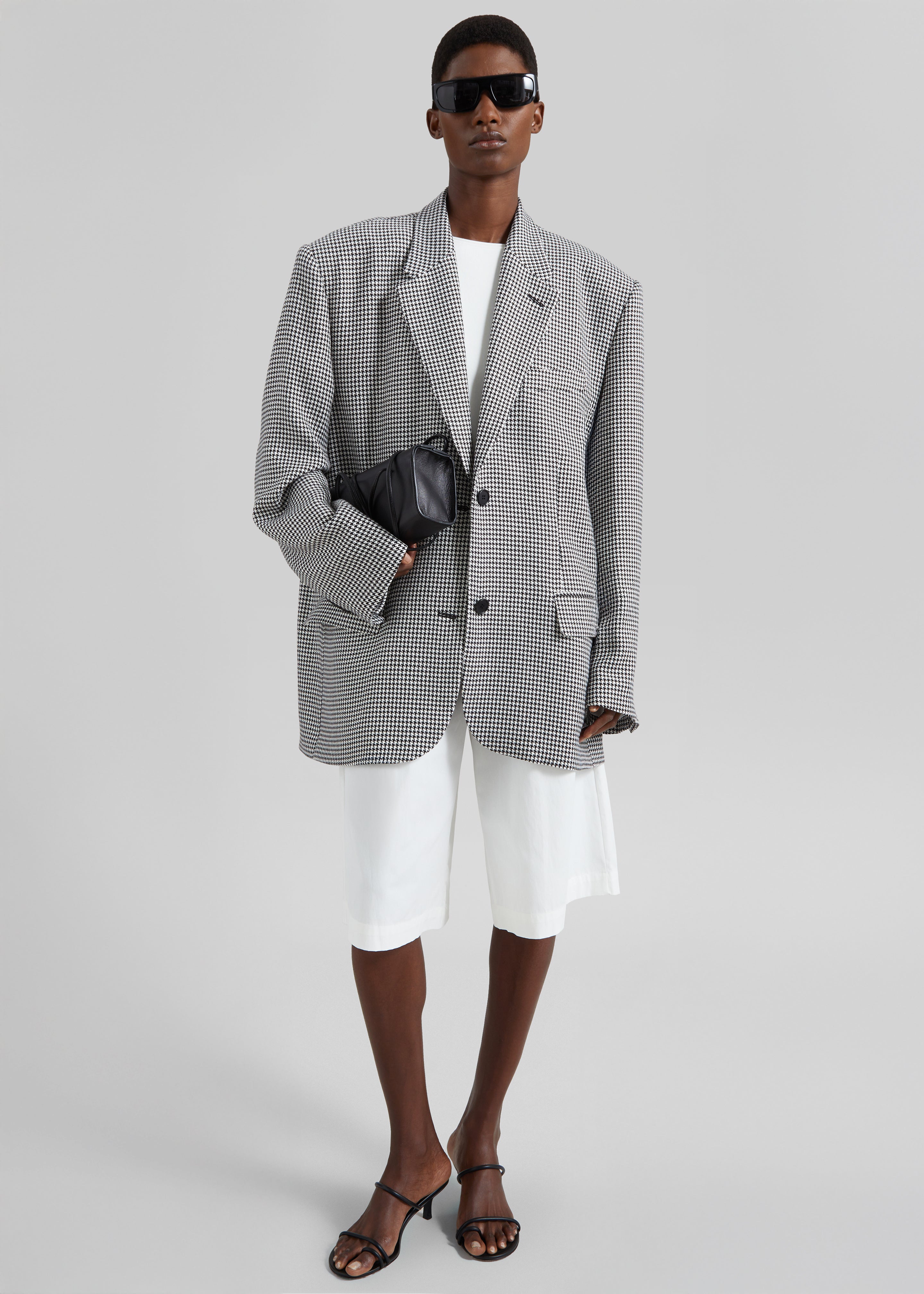 Olivella Oversized Padded Blazer - Black Houndstooth - 3