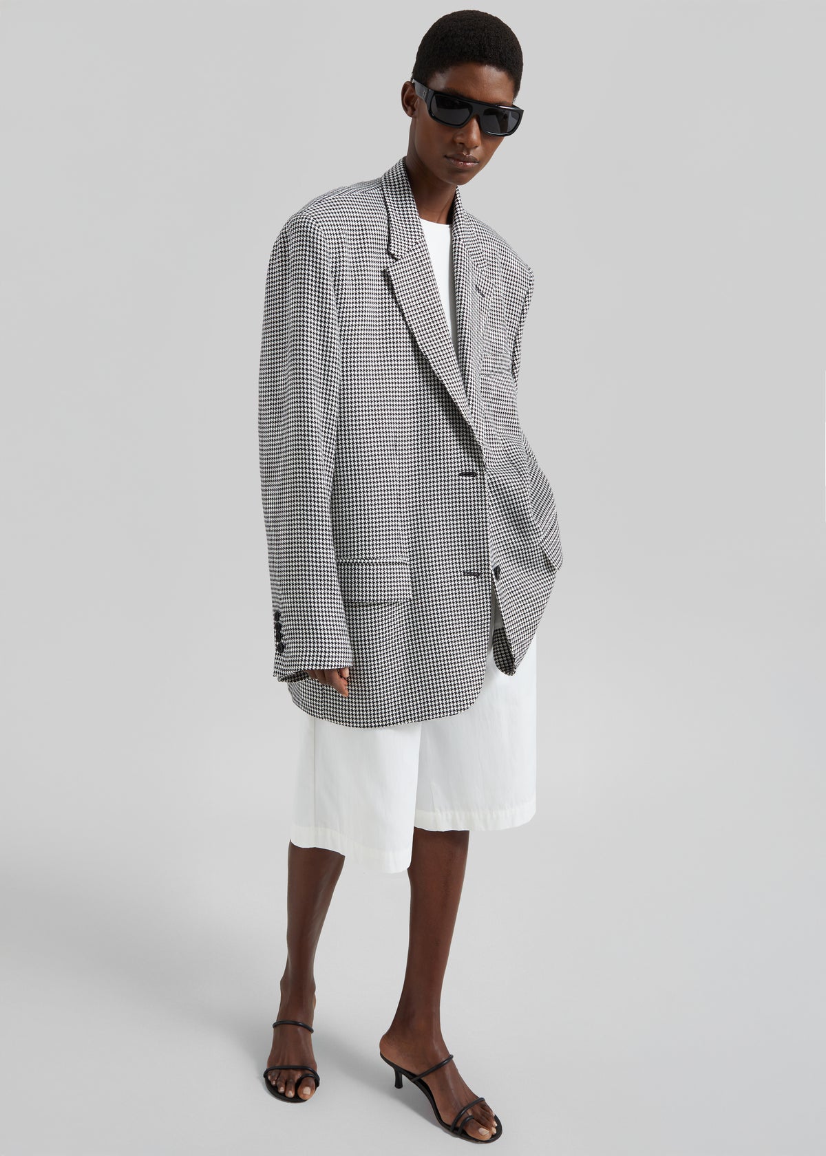 Olivella Oversized Padded Blazer - Black Houndstooth - 8