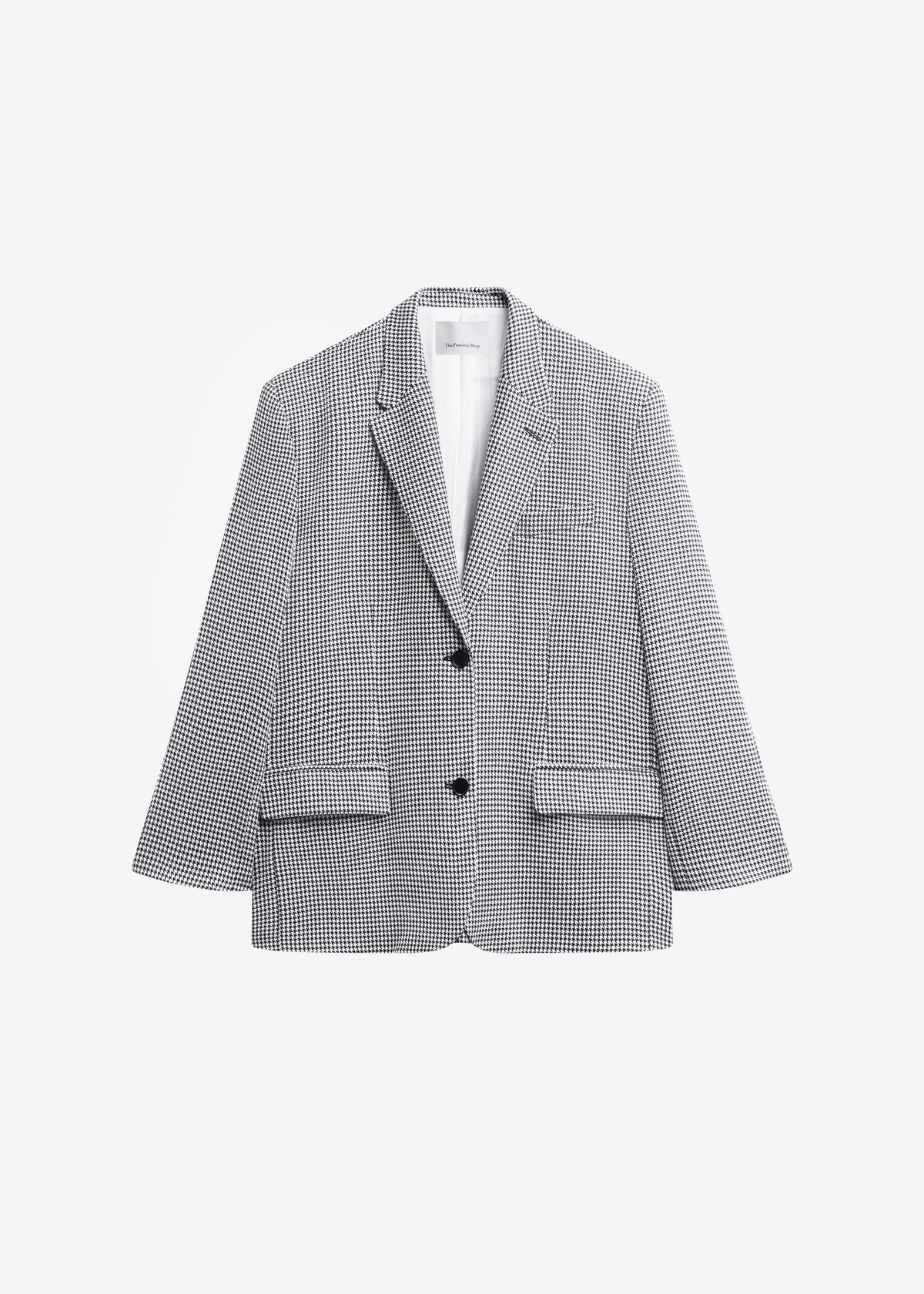Olivella Oversized Padded Blazer - Black Houndstooth - 10