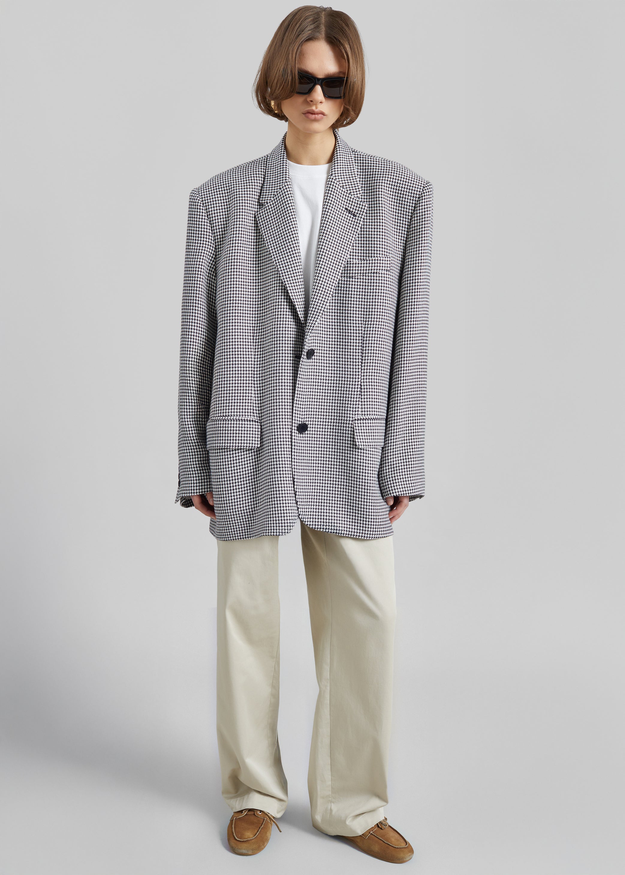 Shop the look image for Olivella Oversized Padded Blazer - Black Houndstooth