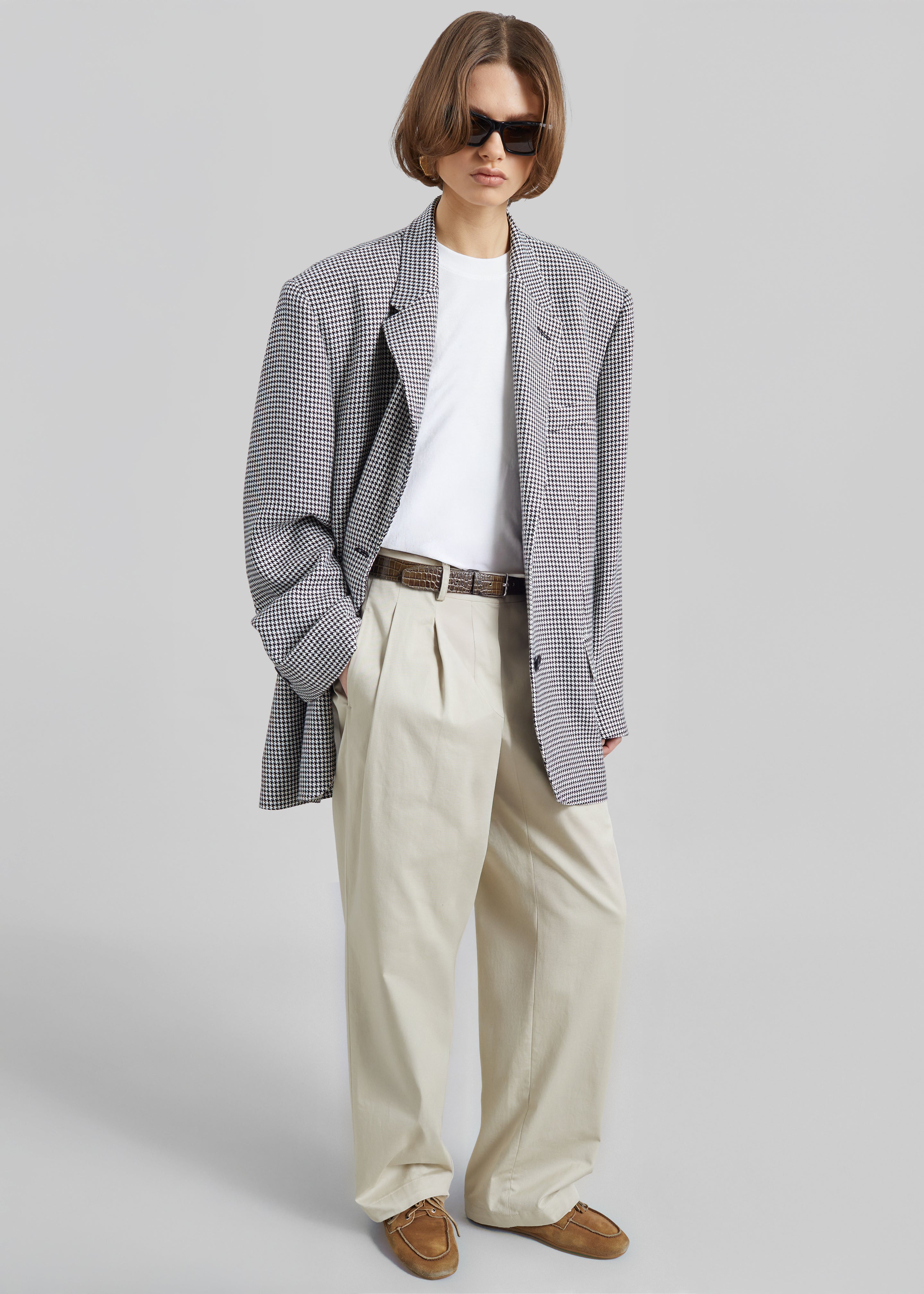 Olivella Oversized Padded Blazer - Black Houndstooth - 5