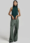 Olivet Faux Leather Trousers - Moss Green