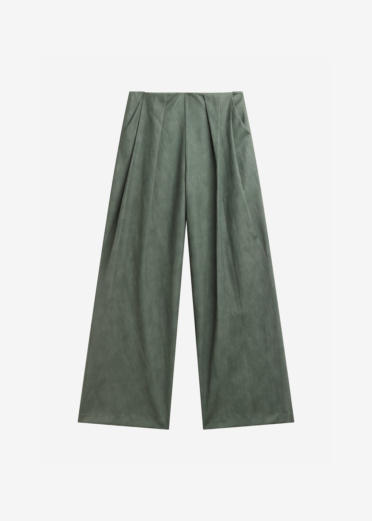 Olivet Faux Leather Trousers - Moss Green - 7