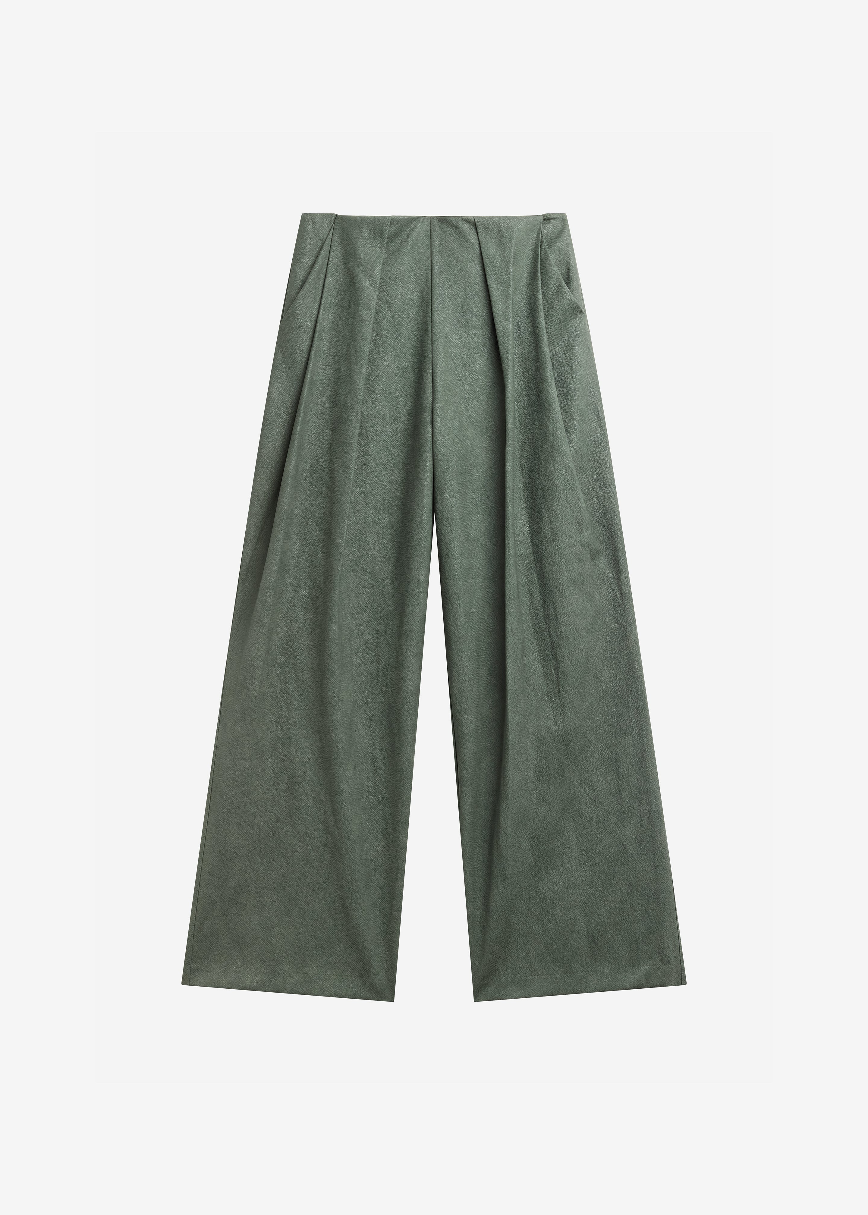 Olivet Faux Leather Trousers - Moss Green - 7