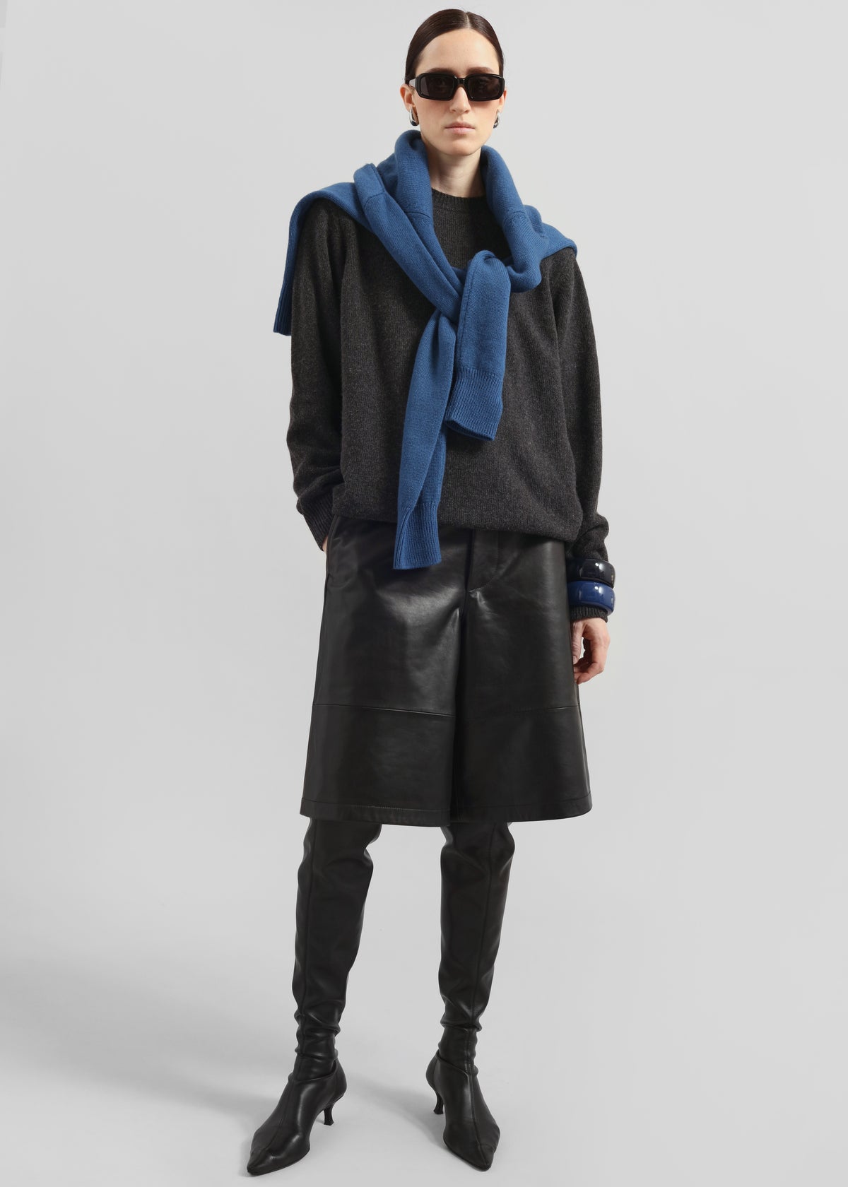 Olivia Leather Bermuda Shorts - Black - 4