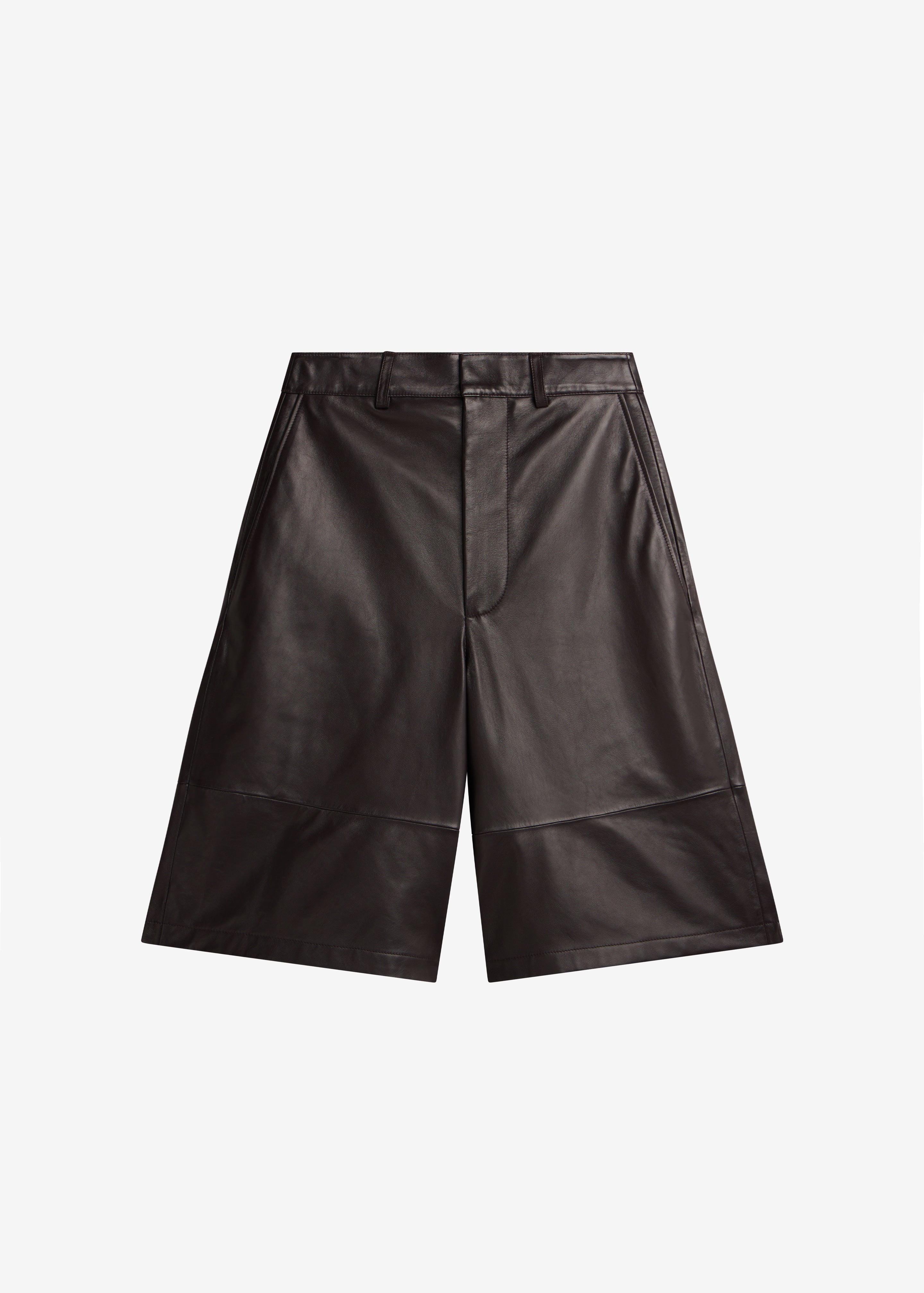Olivia Leather Bermuda Shorts - Dark Brown - 11