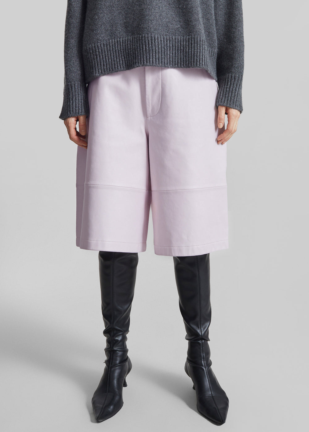 Olivia Leather Bermuda Shorts - Faded Pink - 1