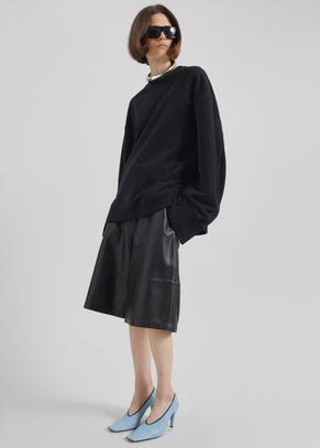 Olivia Leather Bermuda Shorts - Black