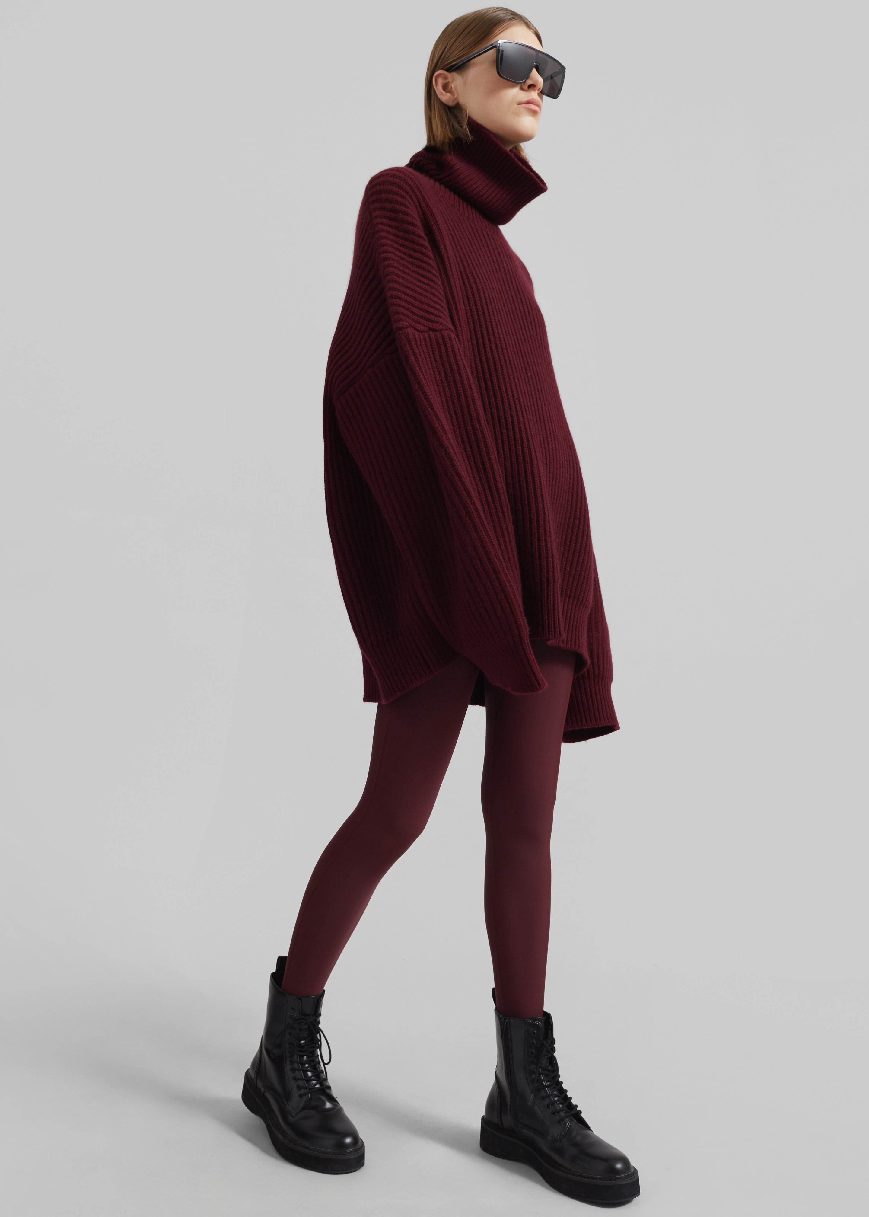 Olney Oversized Wool Turtleneck - Burgundy - 6