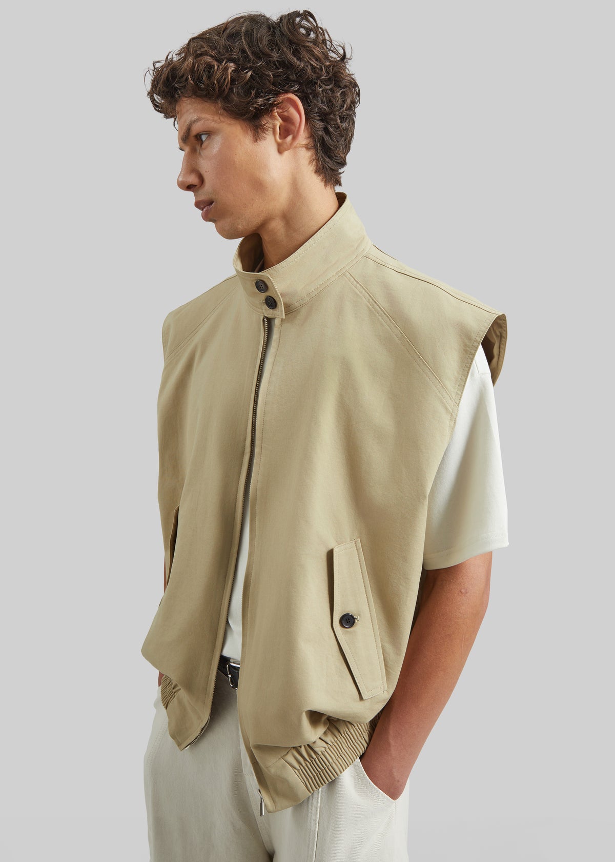 Oltrano Sleeveless Jacket - Beige - 2
