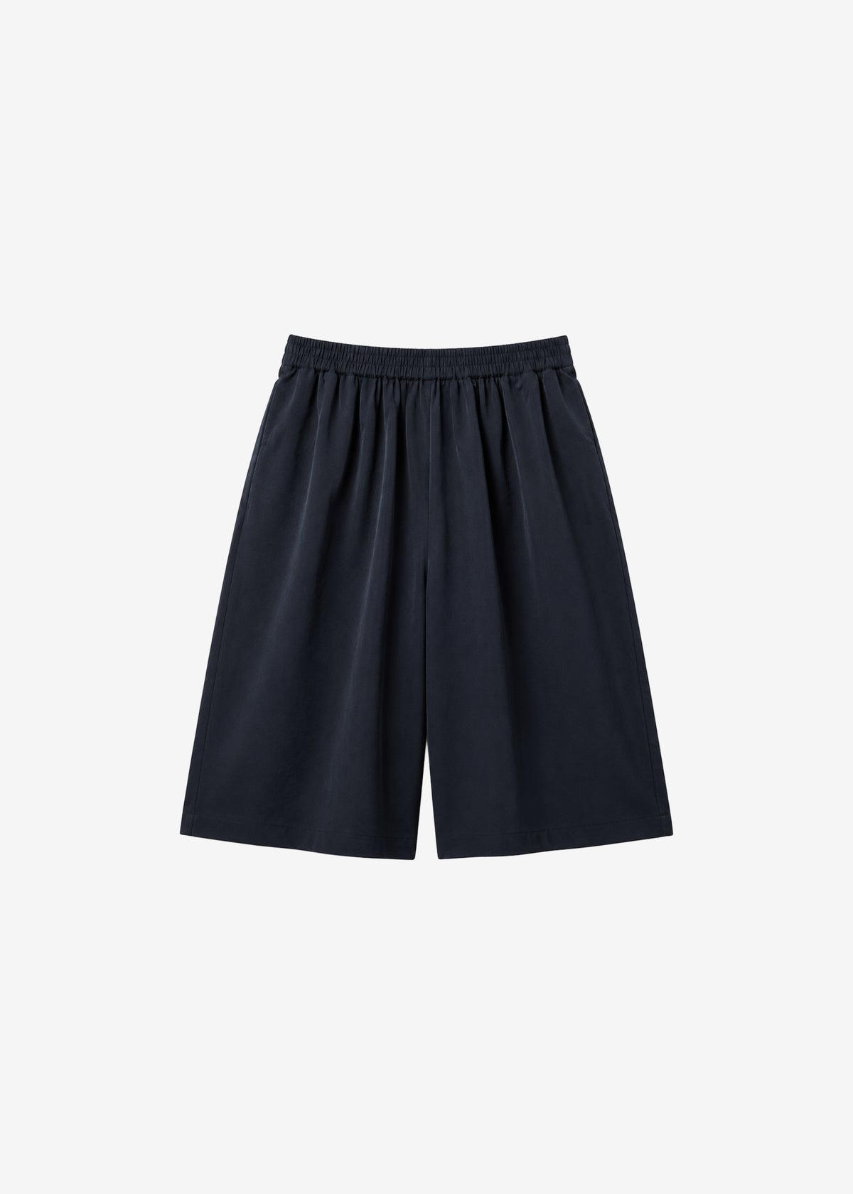 Olyne Satin Wide Bermuda Shorts - Black - 8