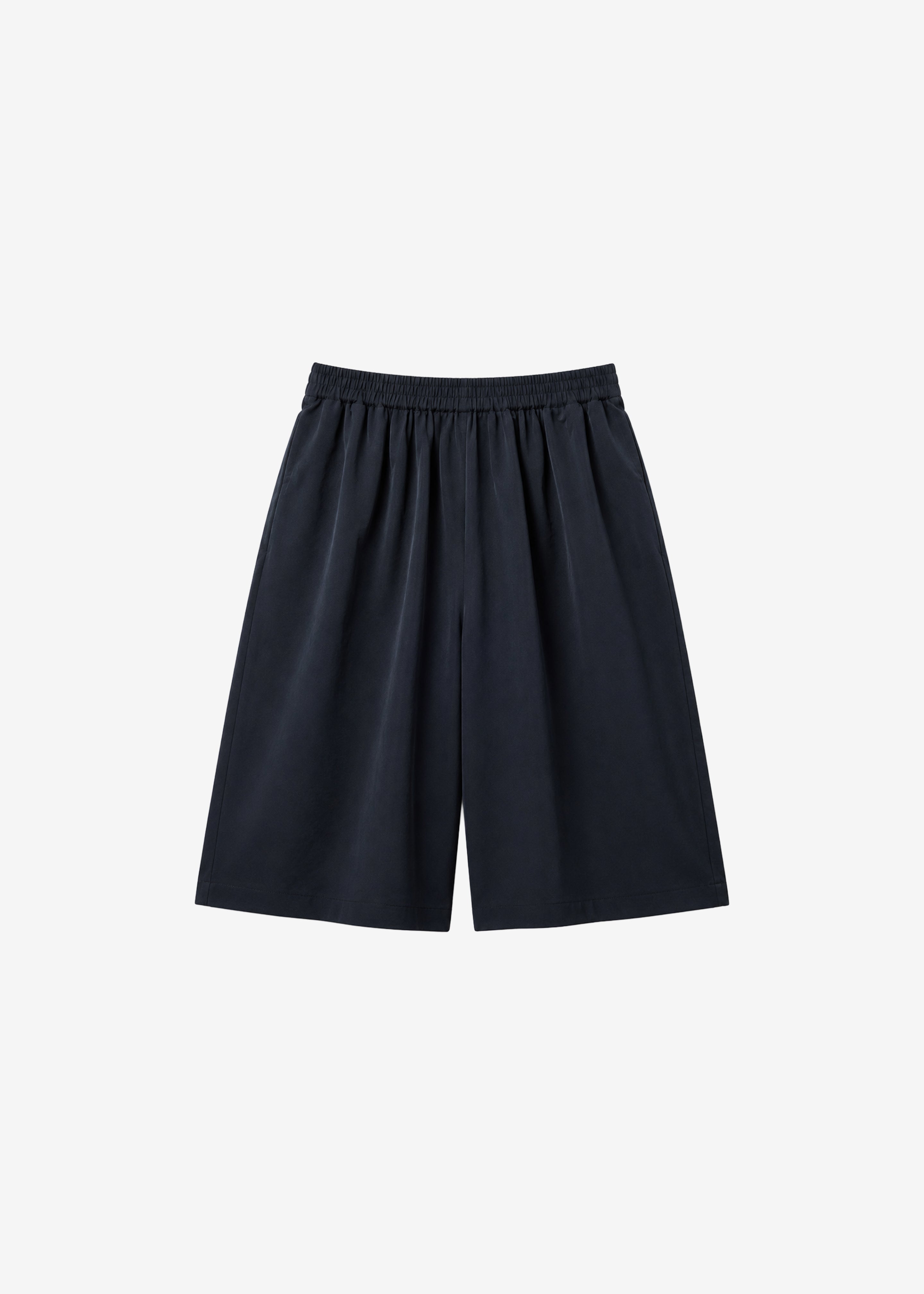 Olyne Satin Wide Bermuda Shorts - Black - 8