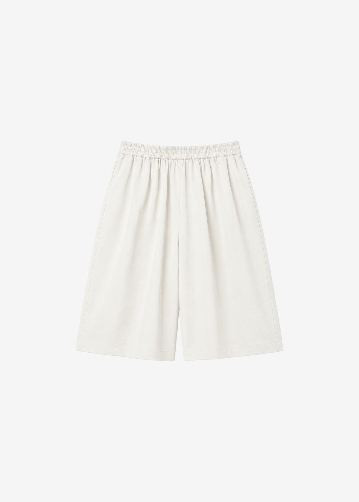 Olyne Satin Wide Bermuda Shorts - Ivory - 7