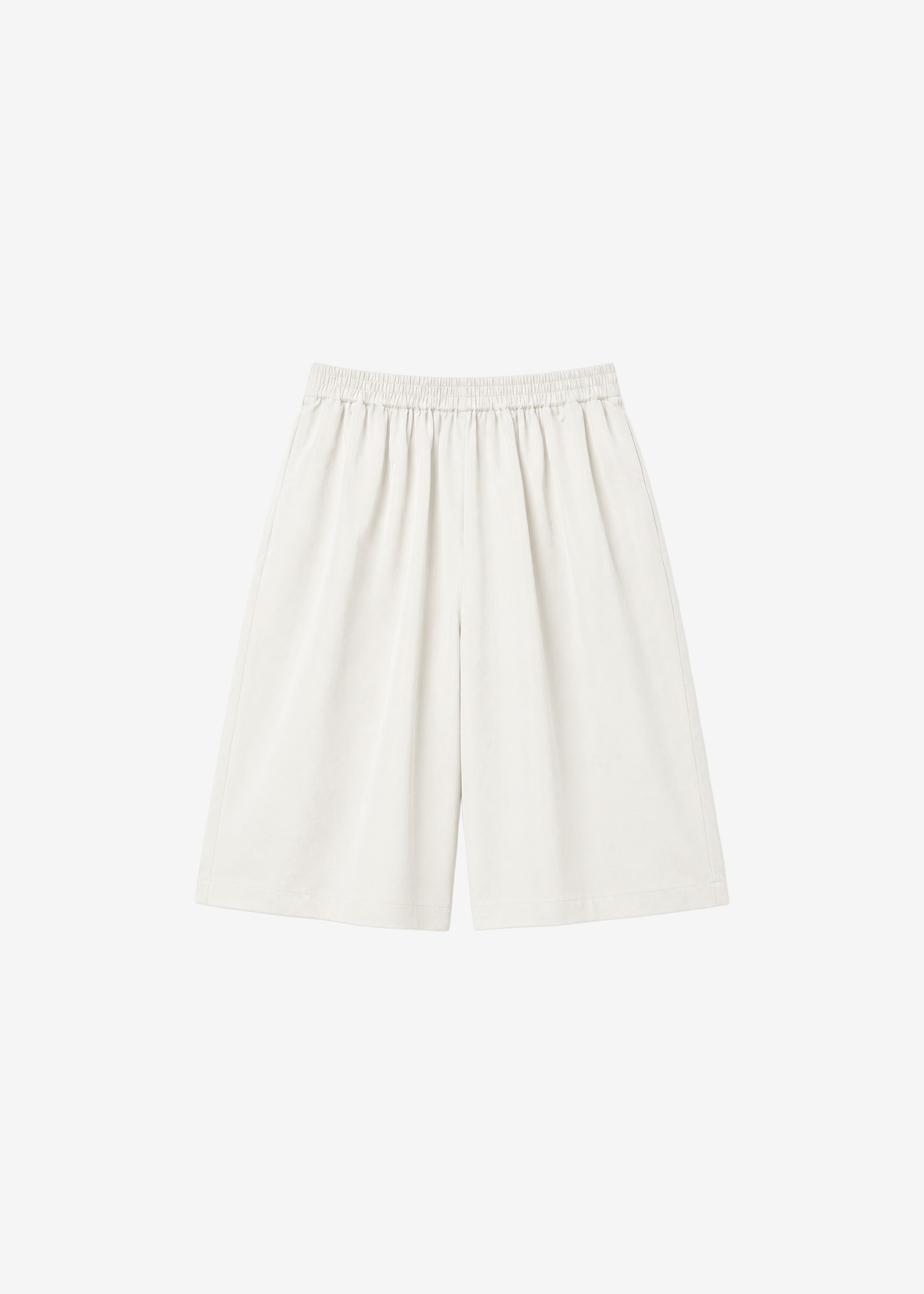 Olyne Satin Wide Bermuda Shorts - Ivory - 7
