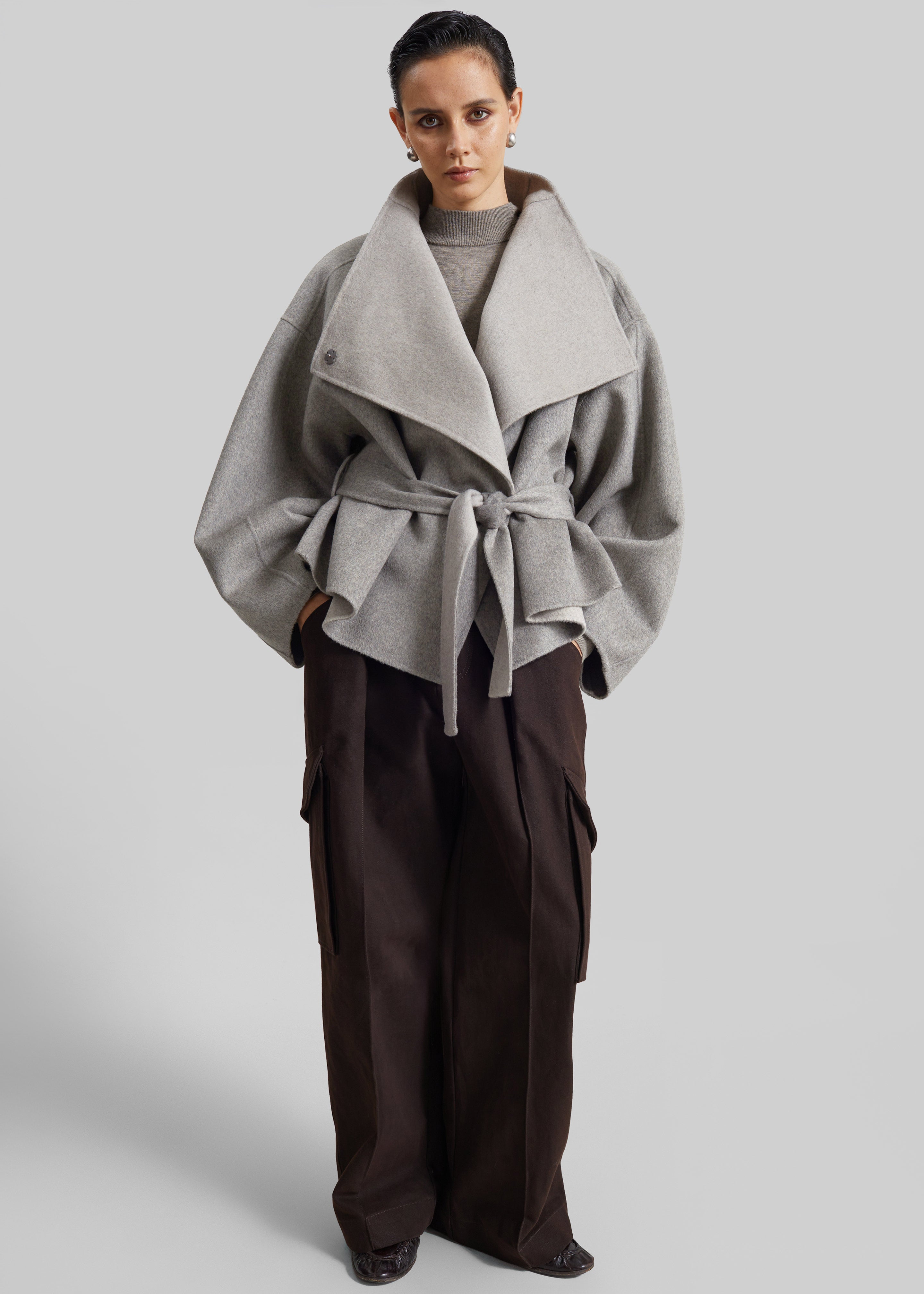 Onelle Wool Reversible Short Coat - Beige