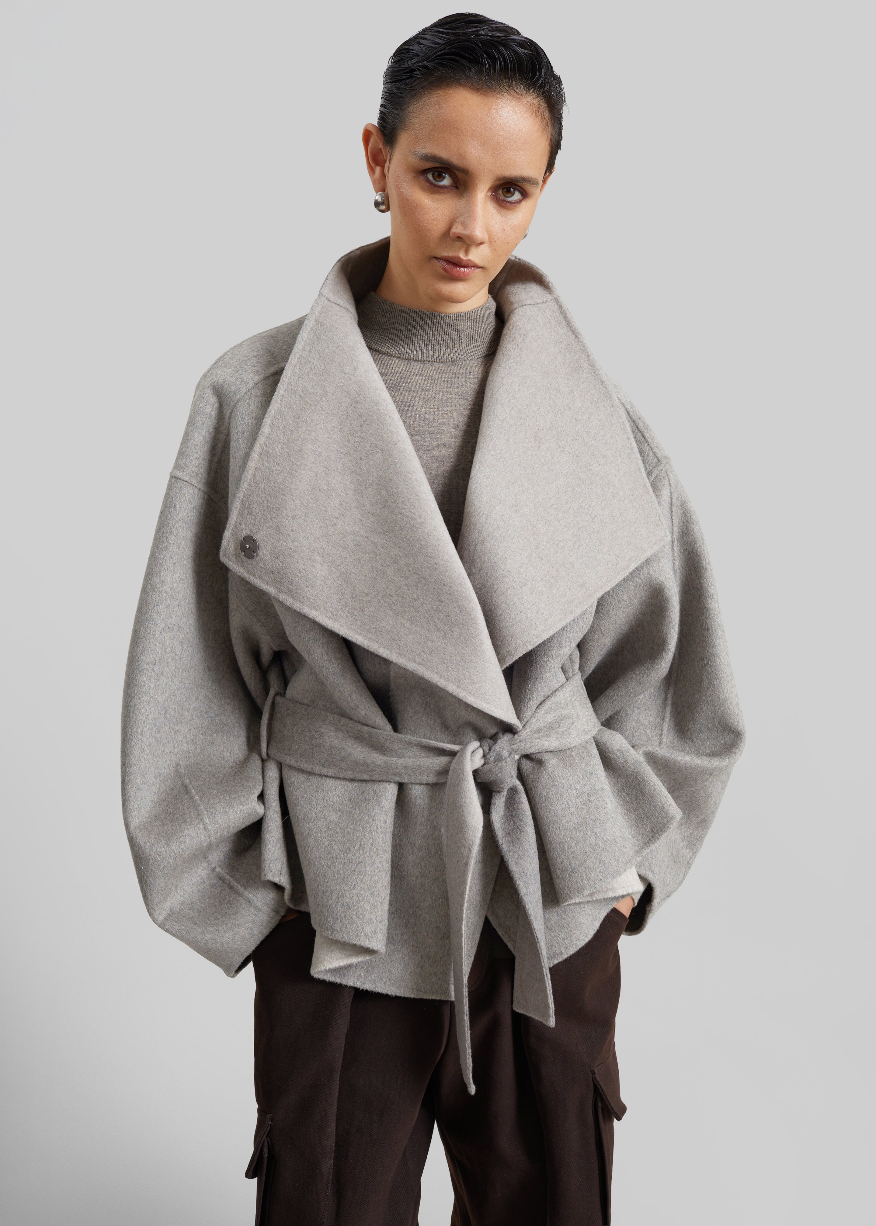 Onelle Wool Reversible Short Coat - Beige