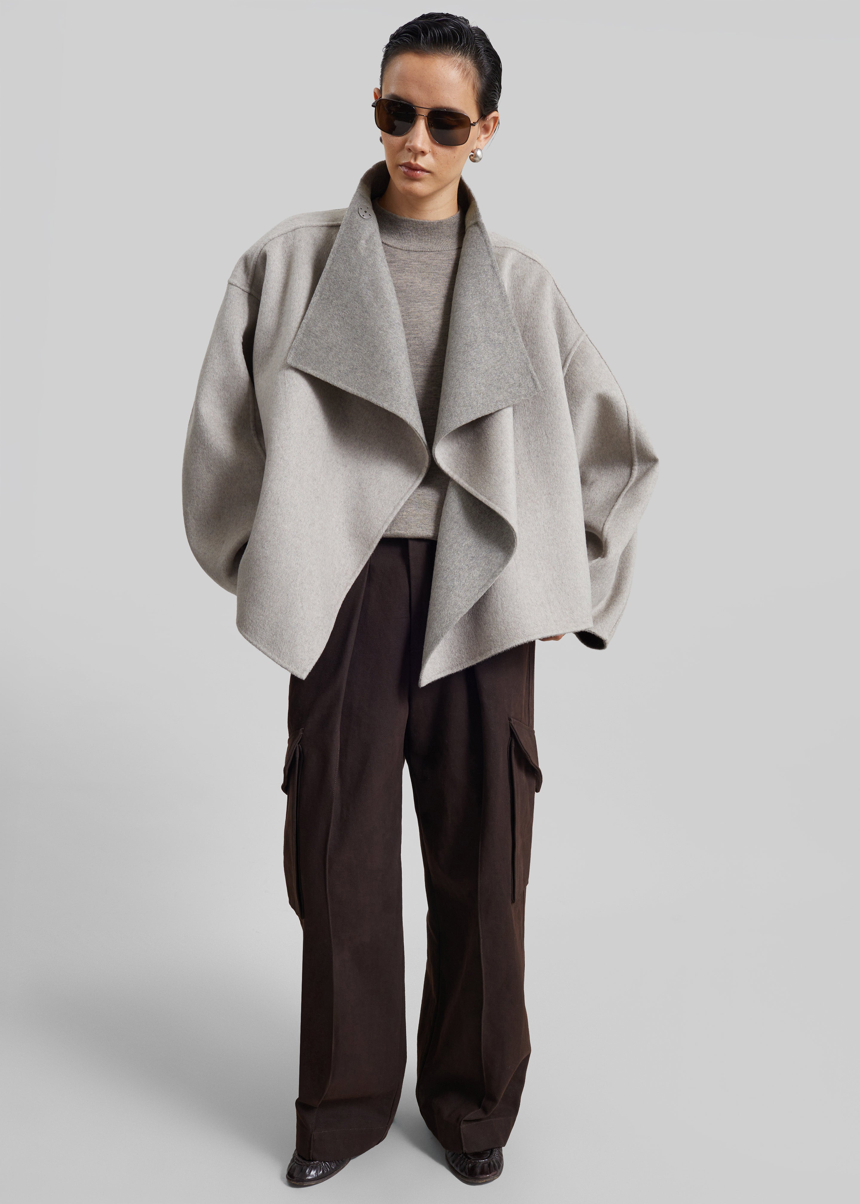 Onelle Wool Reversible Short Coat - Beige
