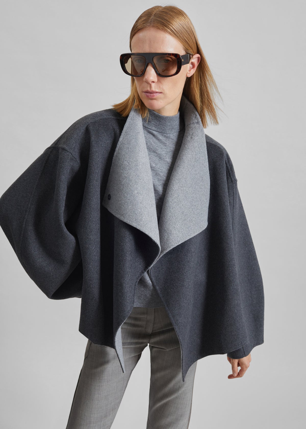 Onelle Wool Reversible Short Coat - Grey - 4