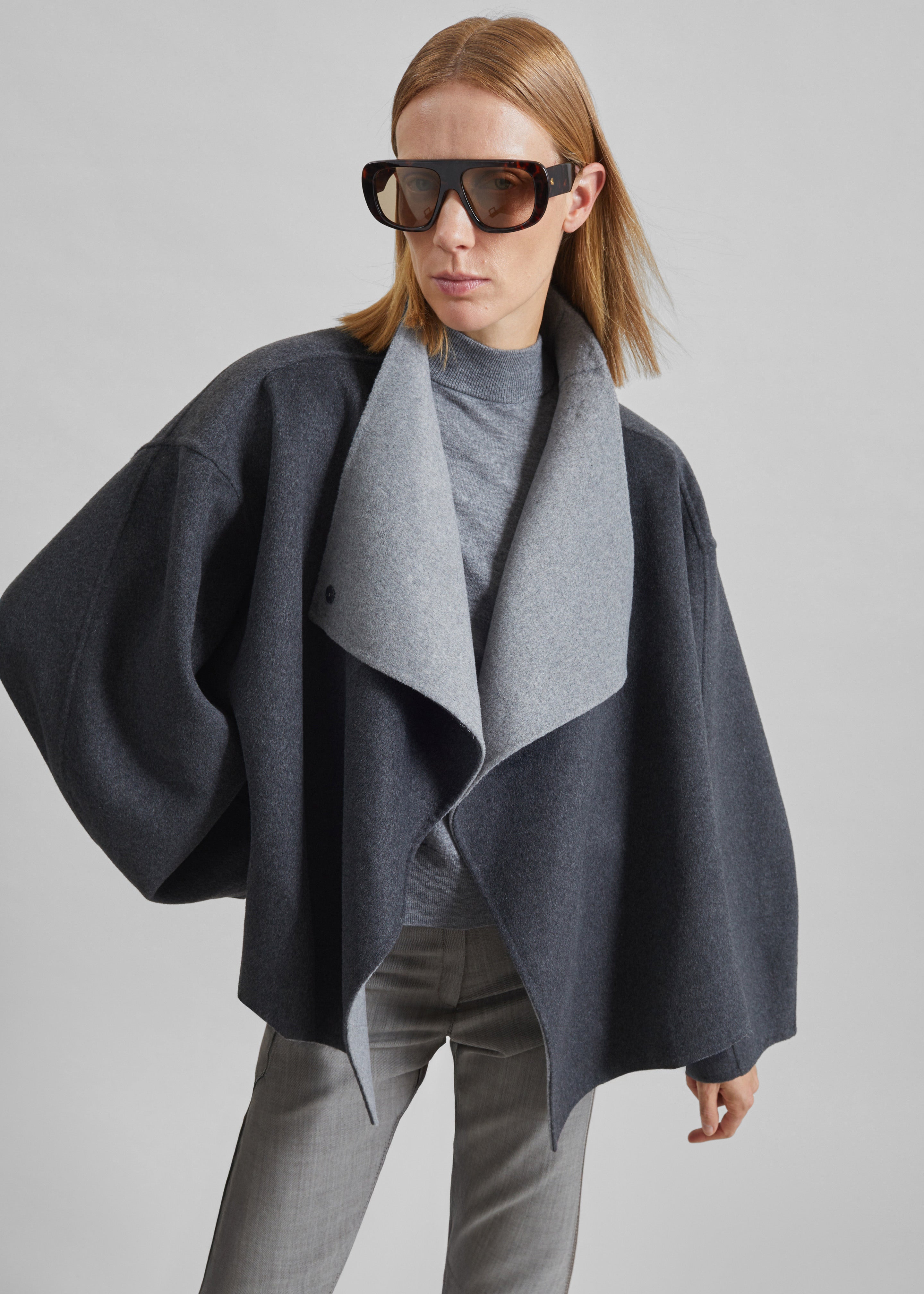 Onelle Wool Reversible Short Coat - Grey - 4