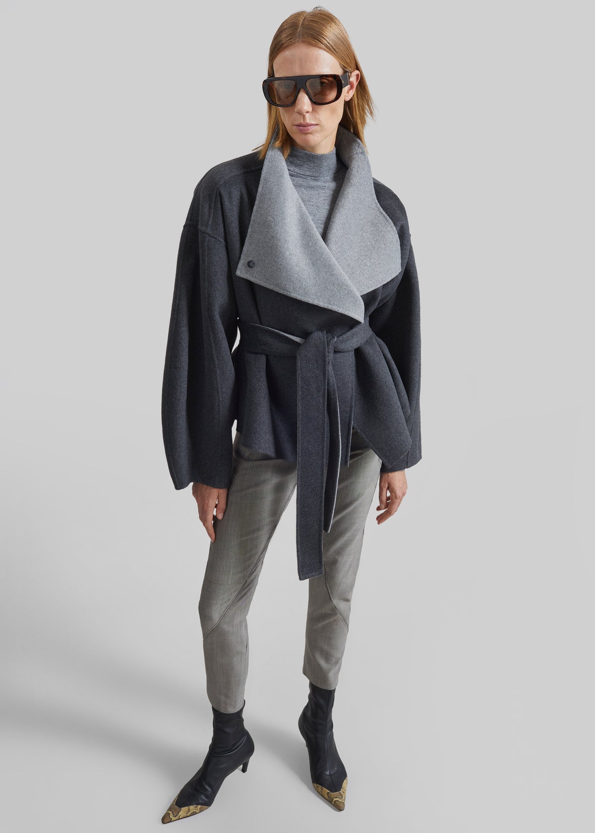 Onelle Wool Reversible Short Coat - Grey - 2