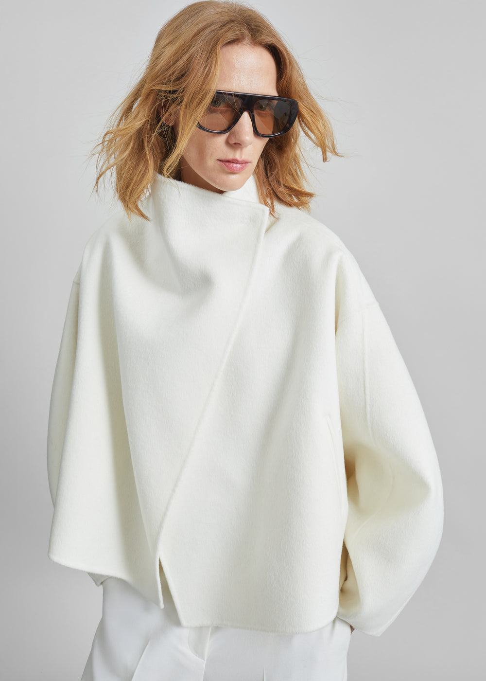 Onelle Wool Short Coat - White - 1
