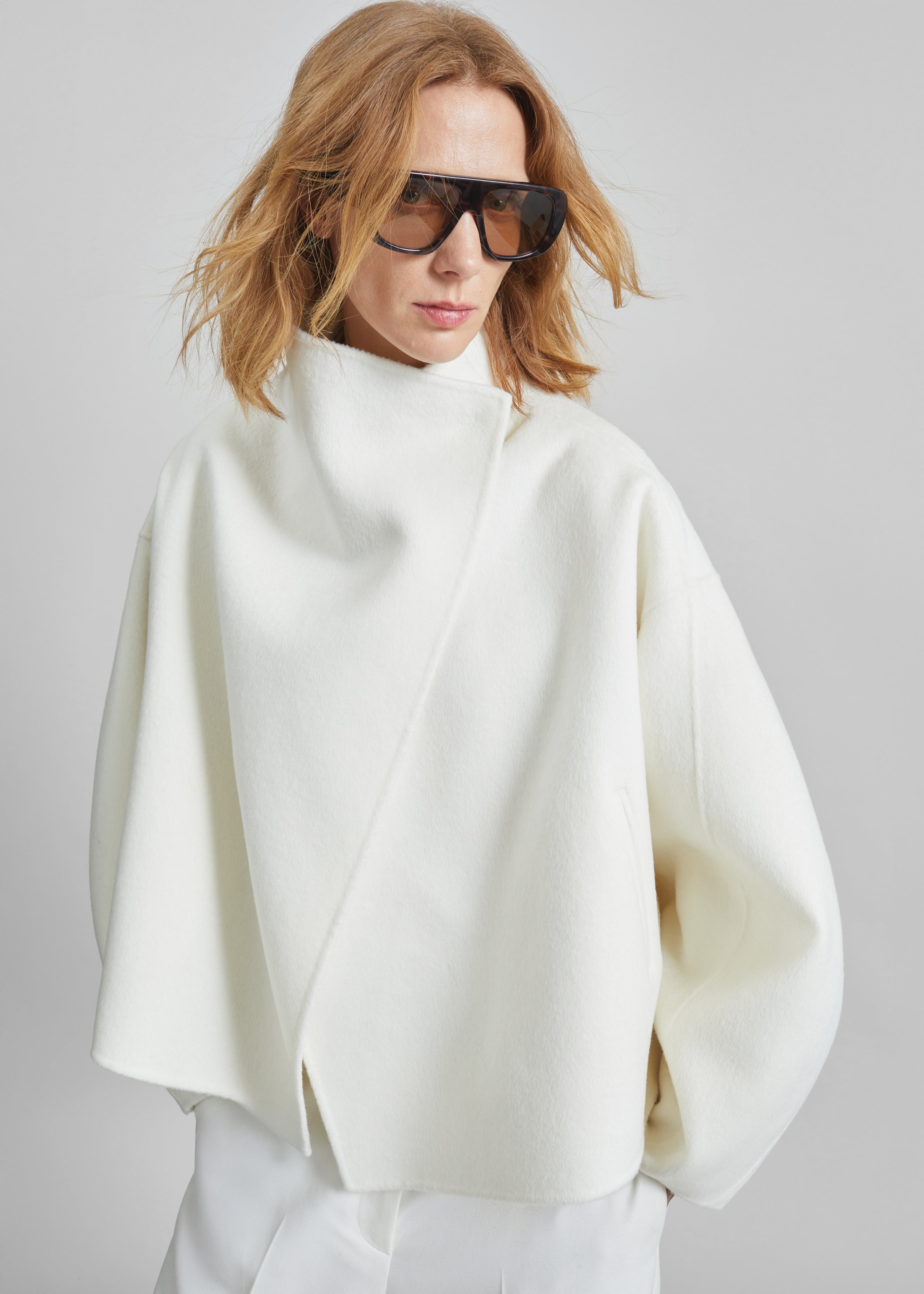 Onelle Wool Short Coat - White - 2