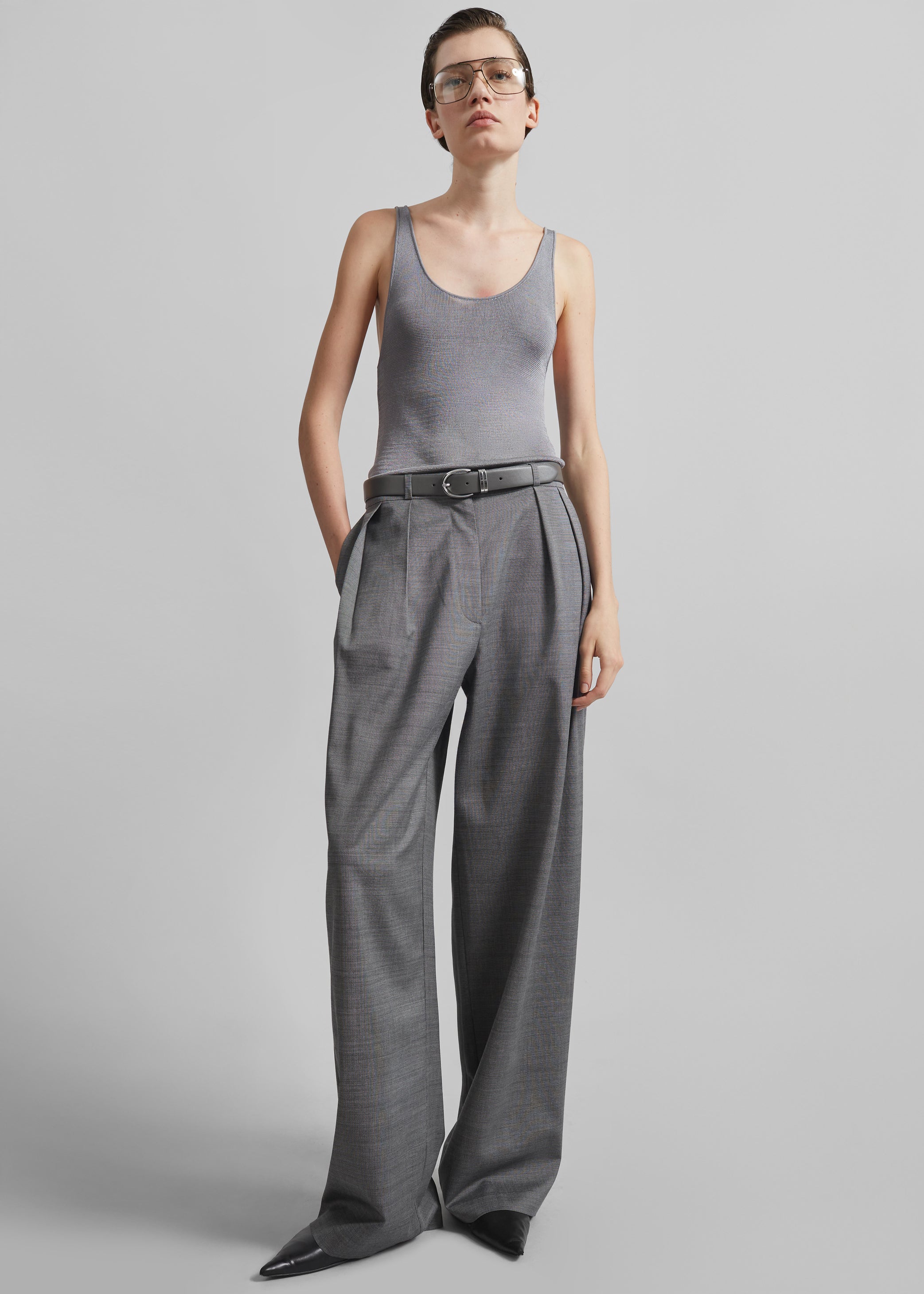 Shop the look image for Ora Leather Belt - Grey/Silver