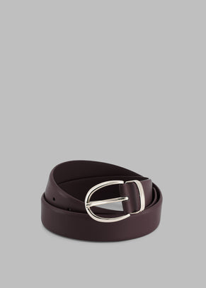 Ora Leather Belt - Plum/Silver