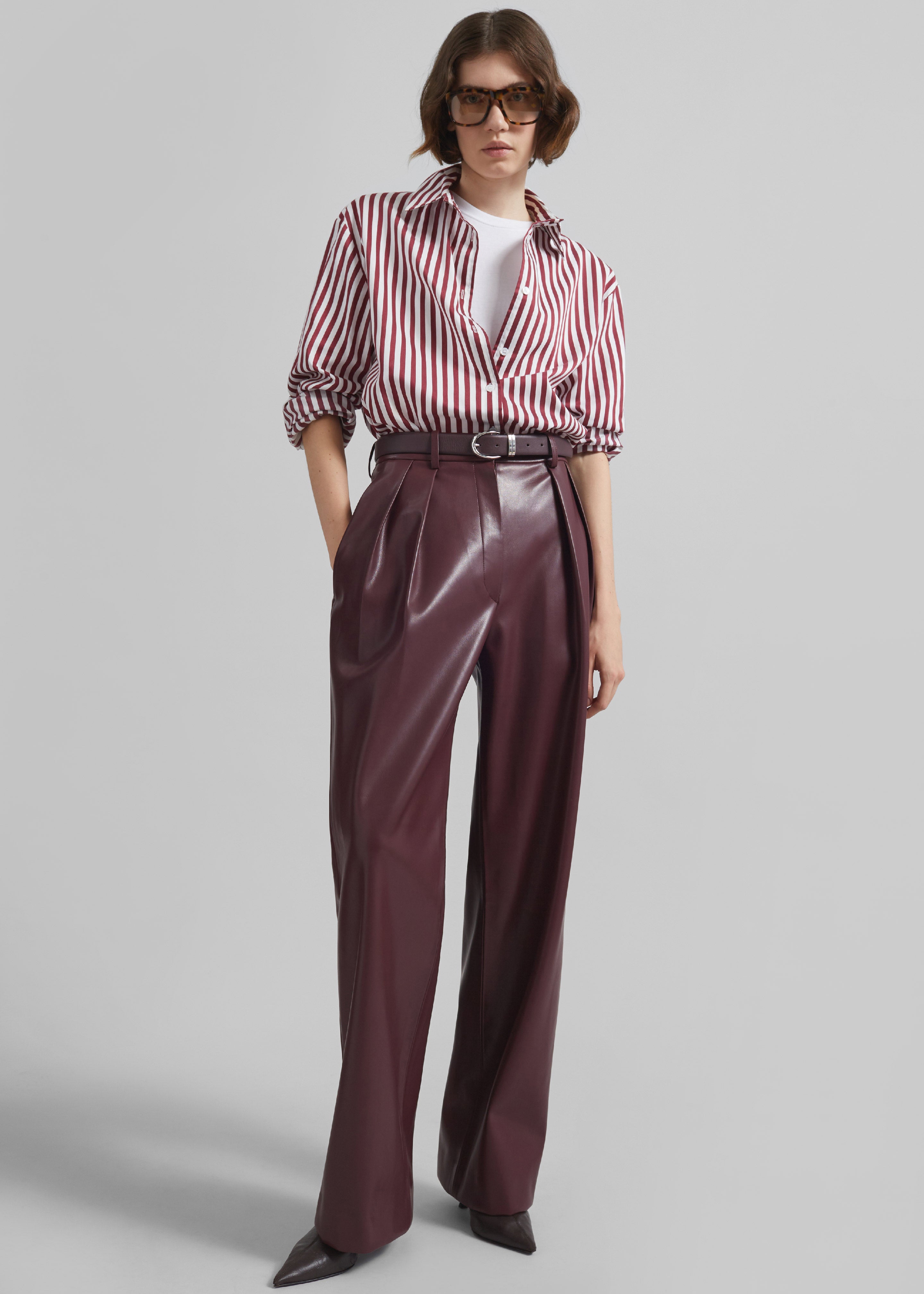 Ora Leather Belt - Plum/Silver - 6