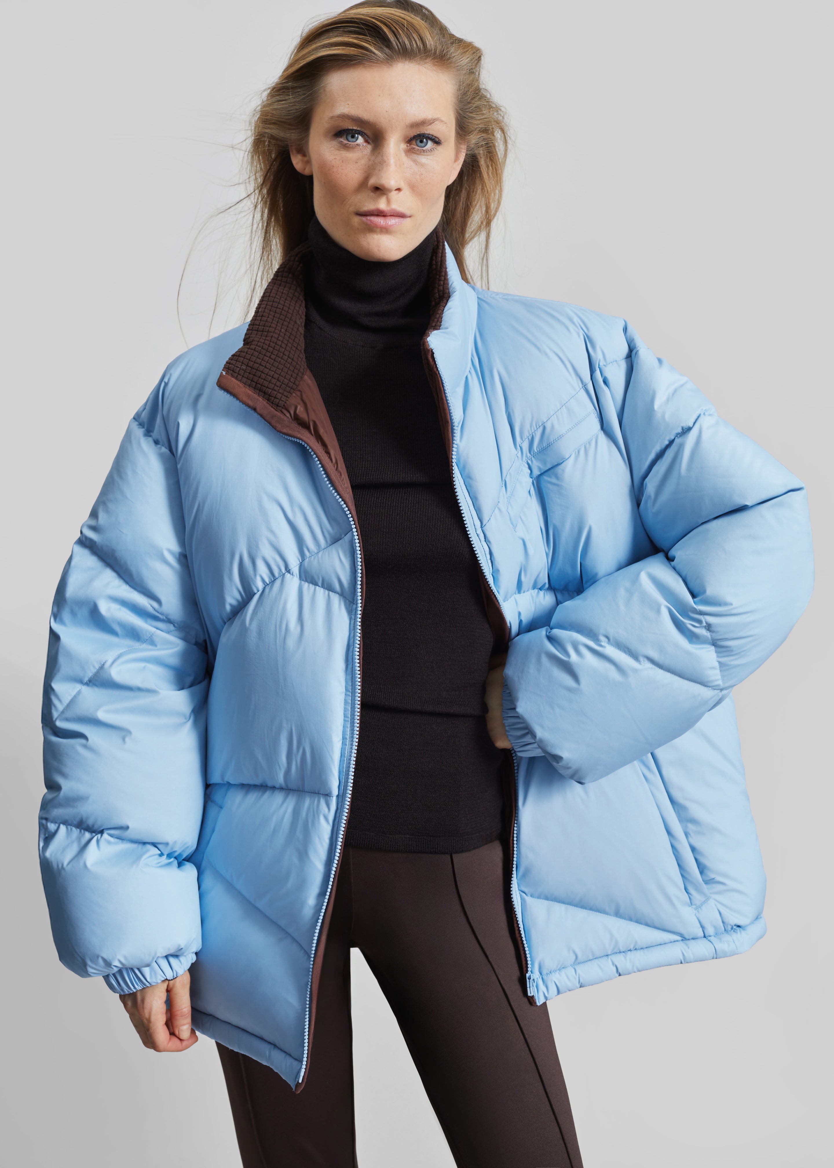 Orino Oversized Puffer Jacket - Blue – The Frankie Shop