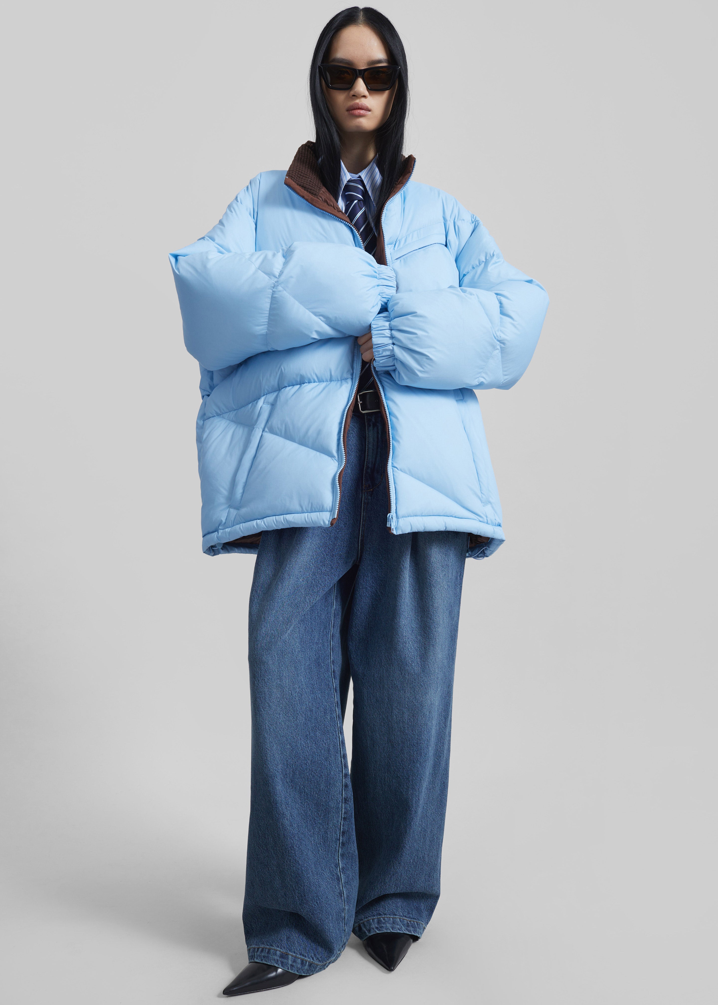 Orino Oversized Puffer Jacket - Blue - 3