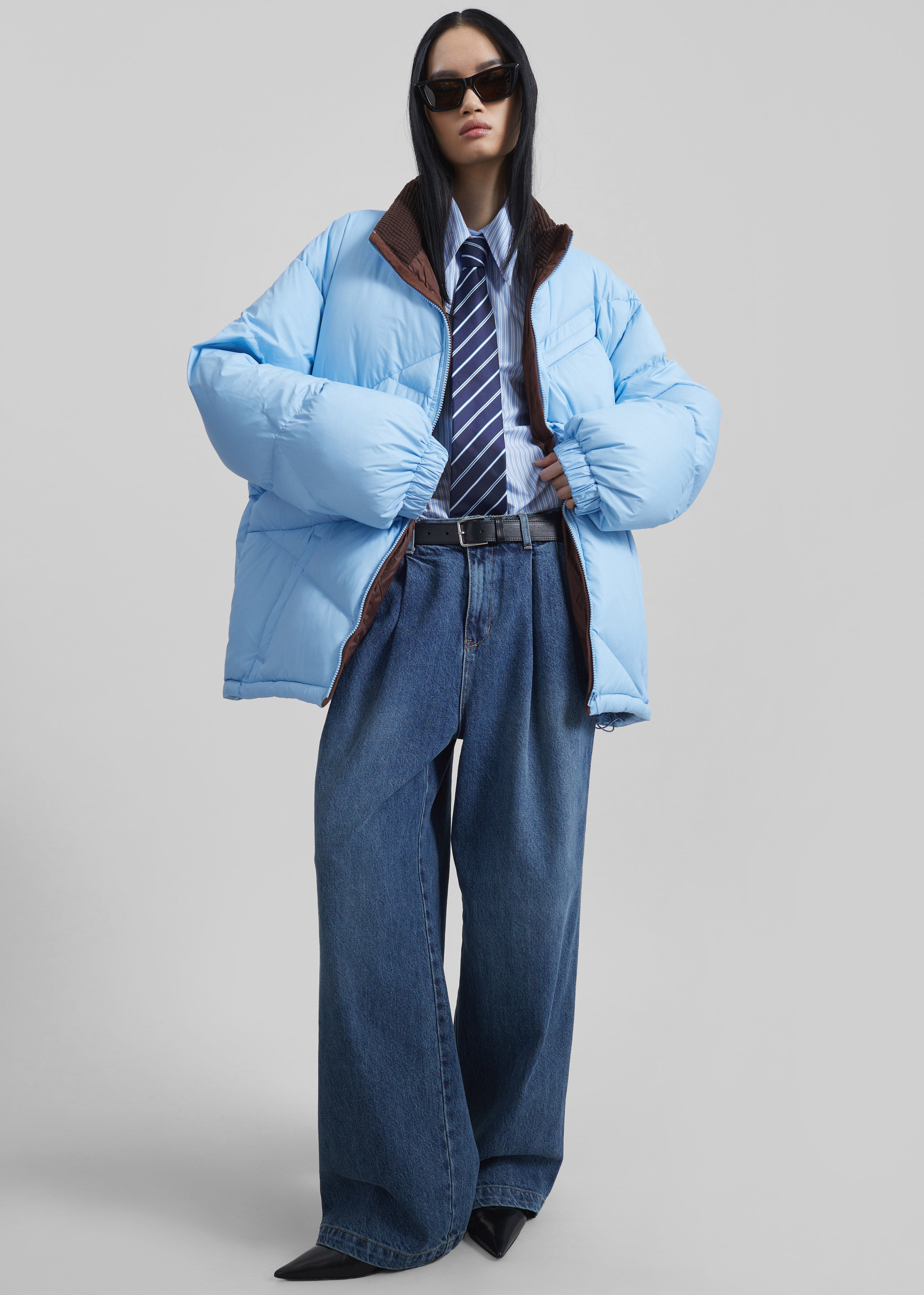 Orino Oversized Puffer Jacket - Blue - 1