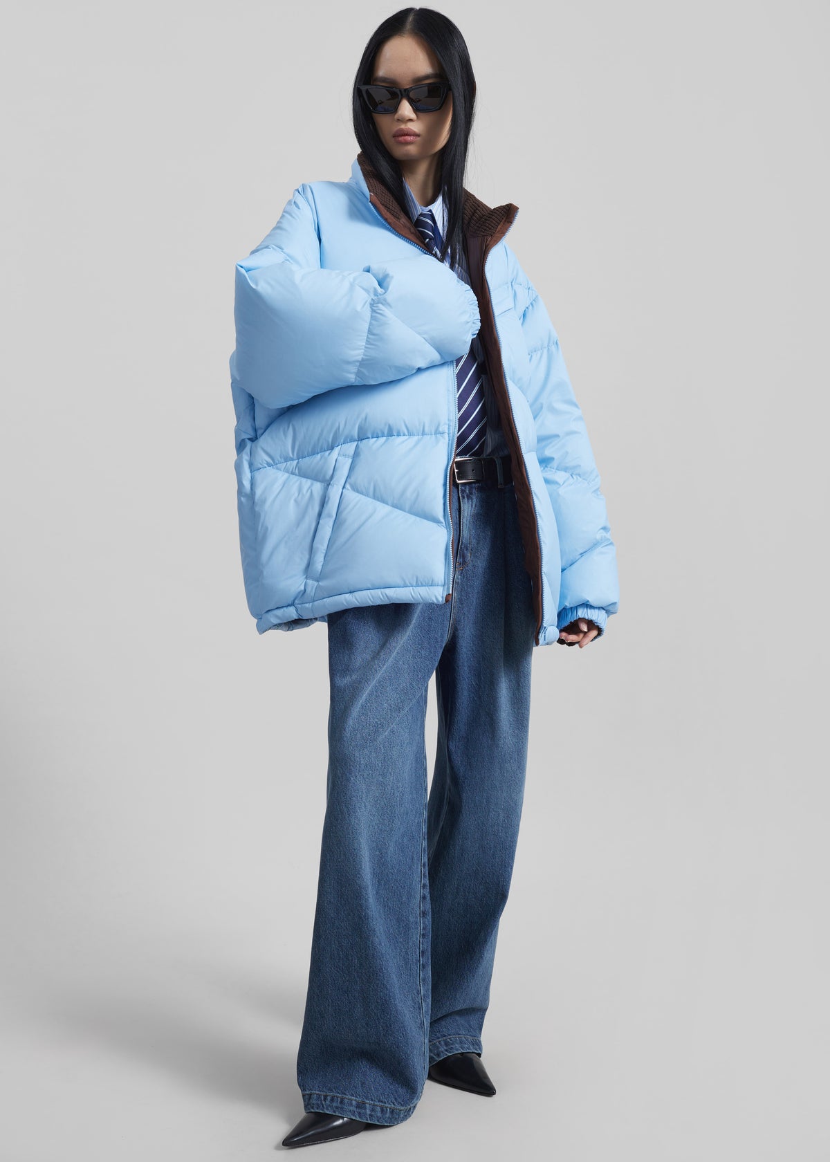Orino Oversized Puffer Jacket - Blue - 5