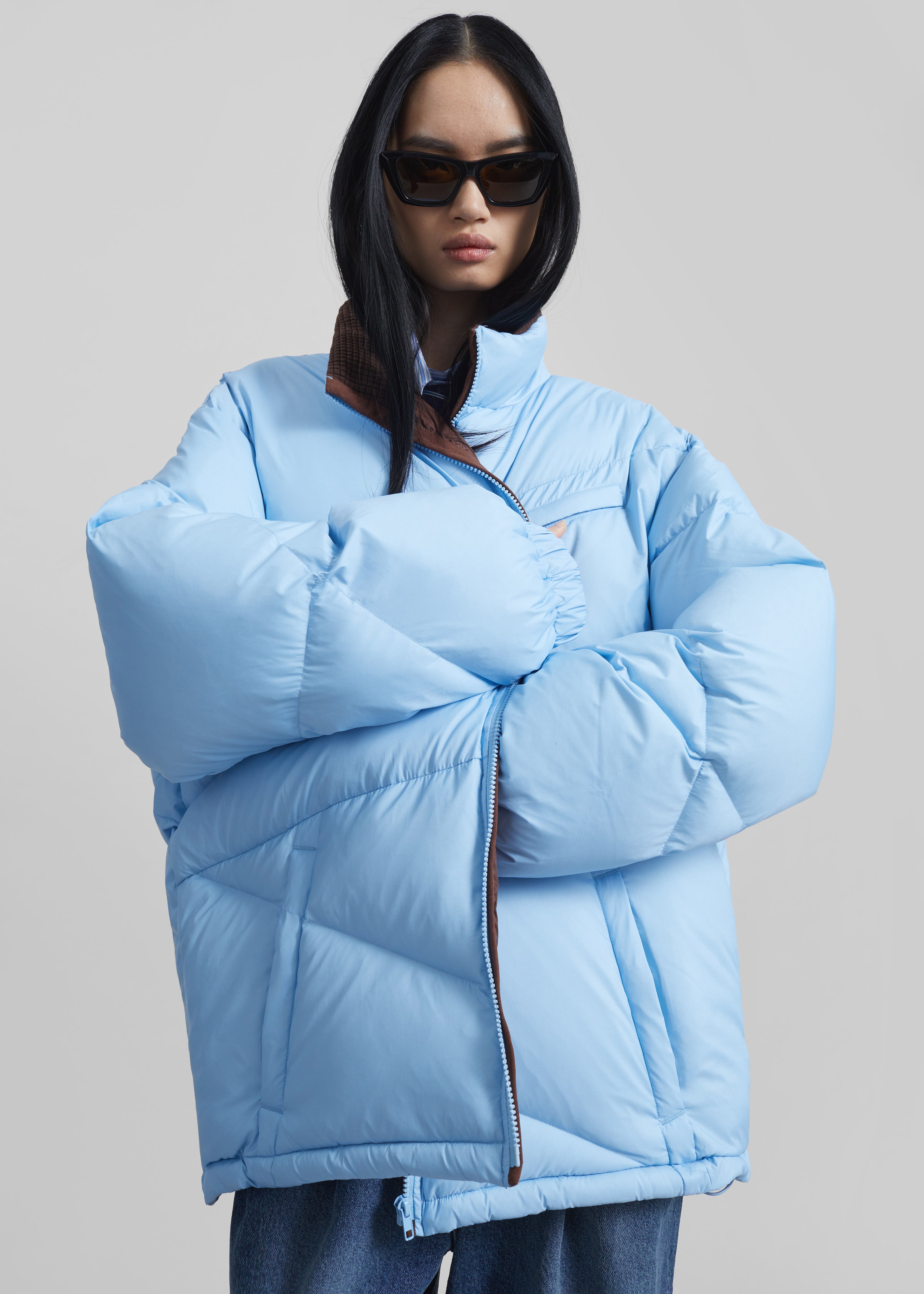 Orino Oversized Puffer Jacket - Blue – The Frankie Shop