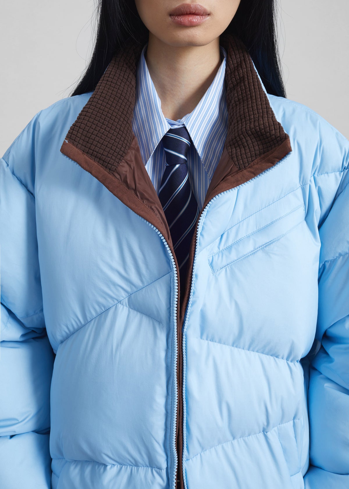 Orino Oversized Puffer Jacket - Blue - 4