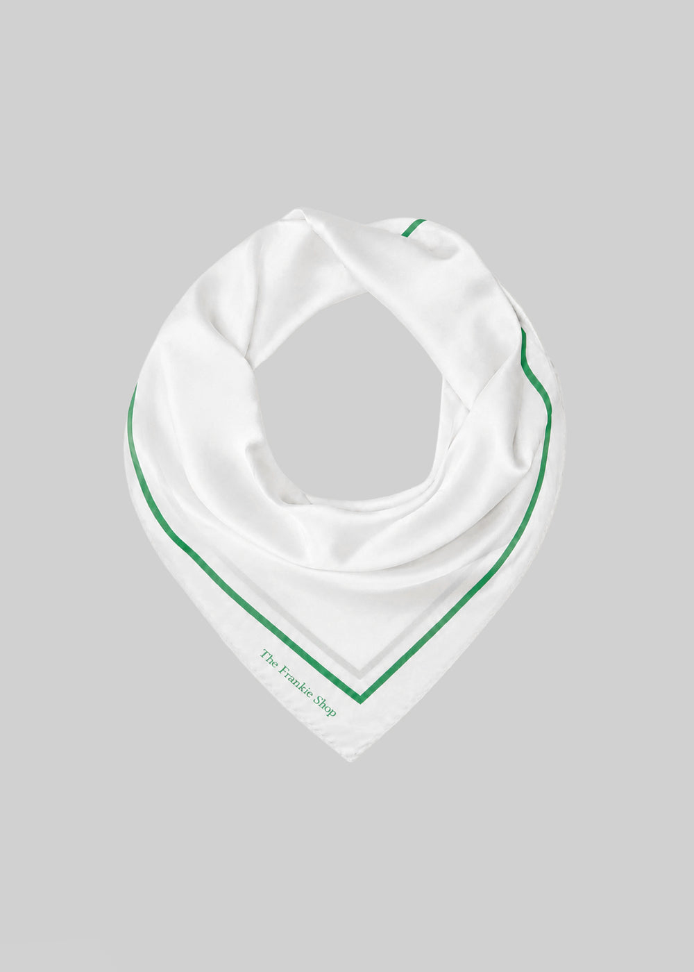 Oris Silk Scarf - White/Green - 1