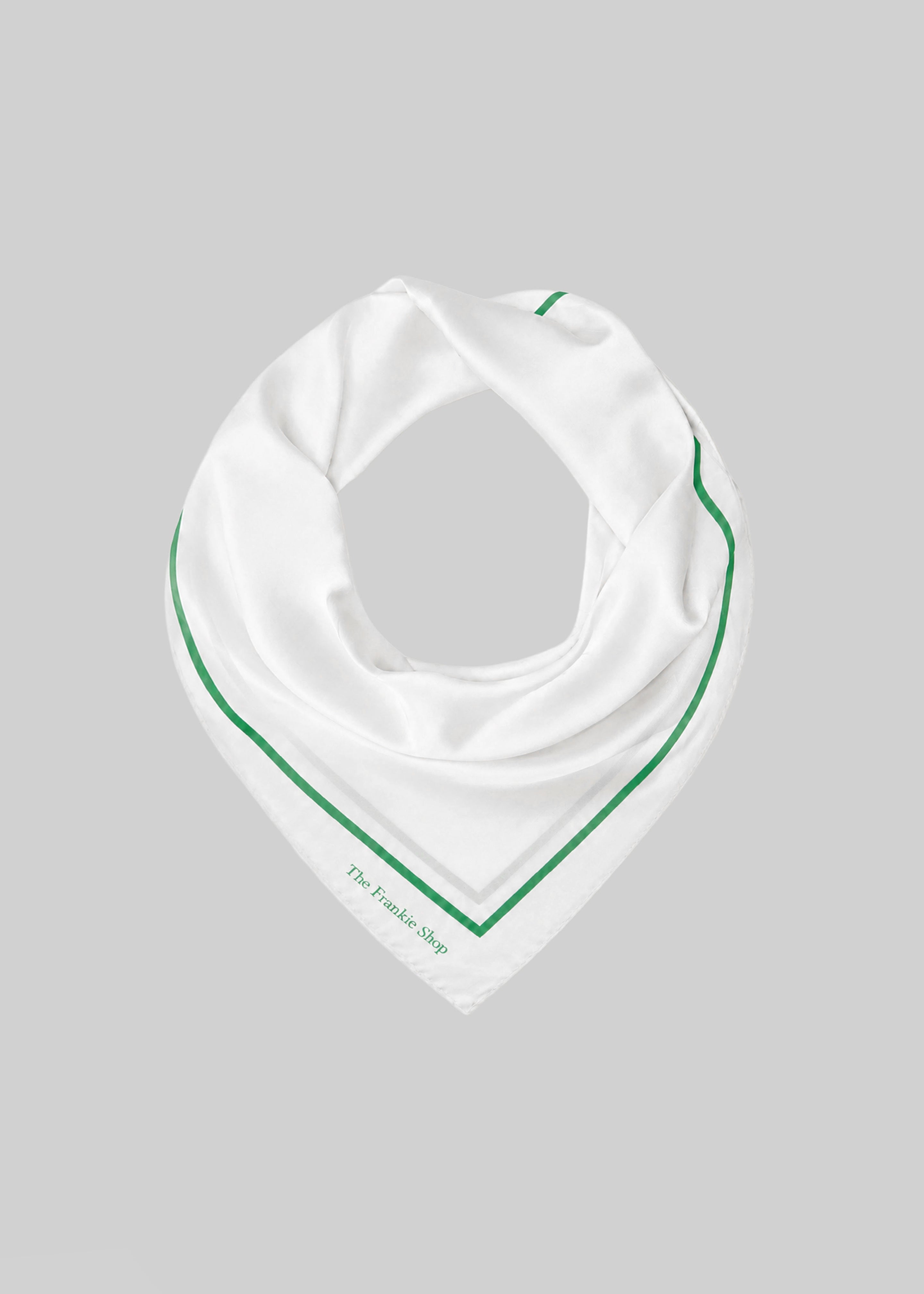 Oris Silk Scarf - White/Green - 2