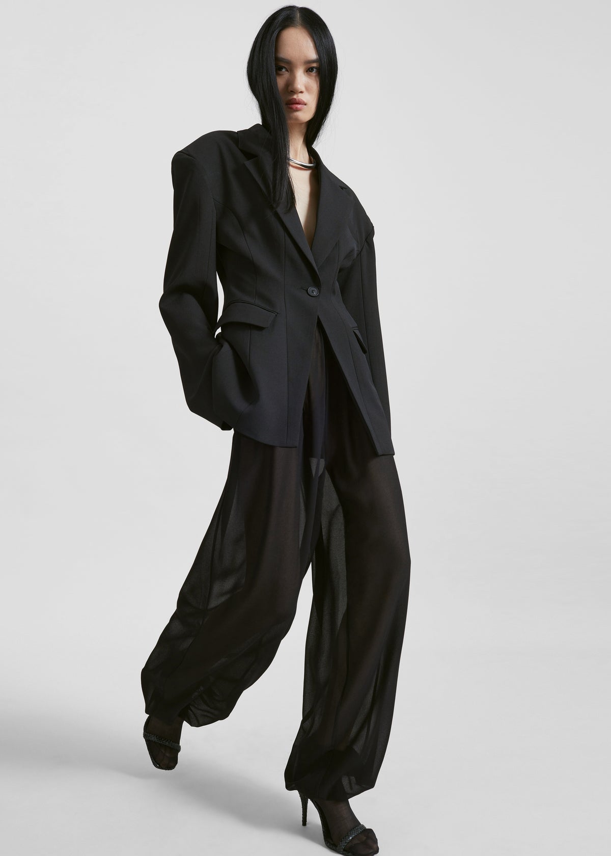 Orissa Sheer Balloon Pants - Black - 1