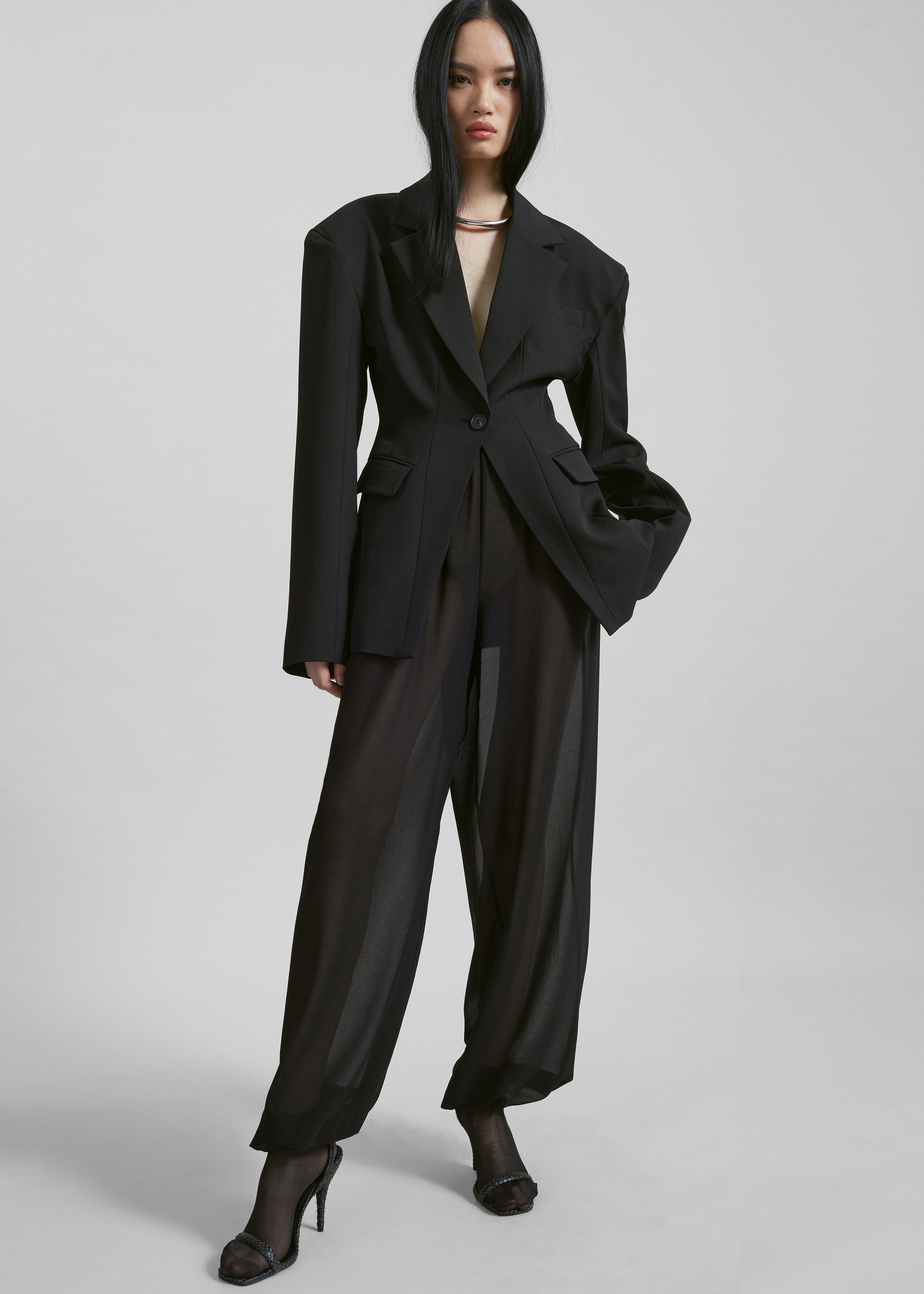 Orissa Sheer Balloon Pants - Black - 5