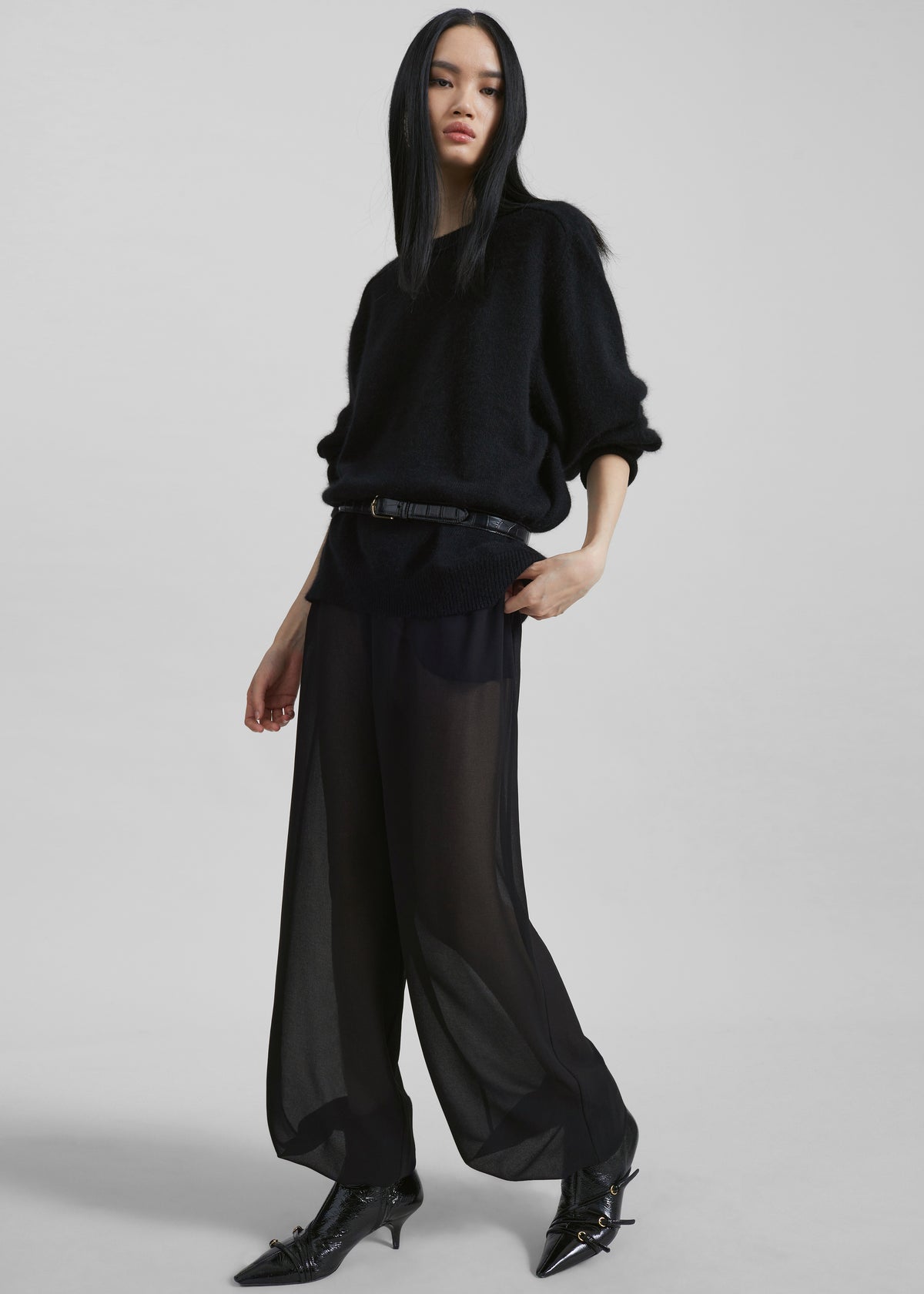 Orissa Sheer Balloon Pants - Black - 4