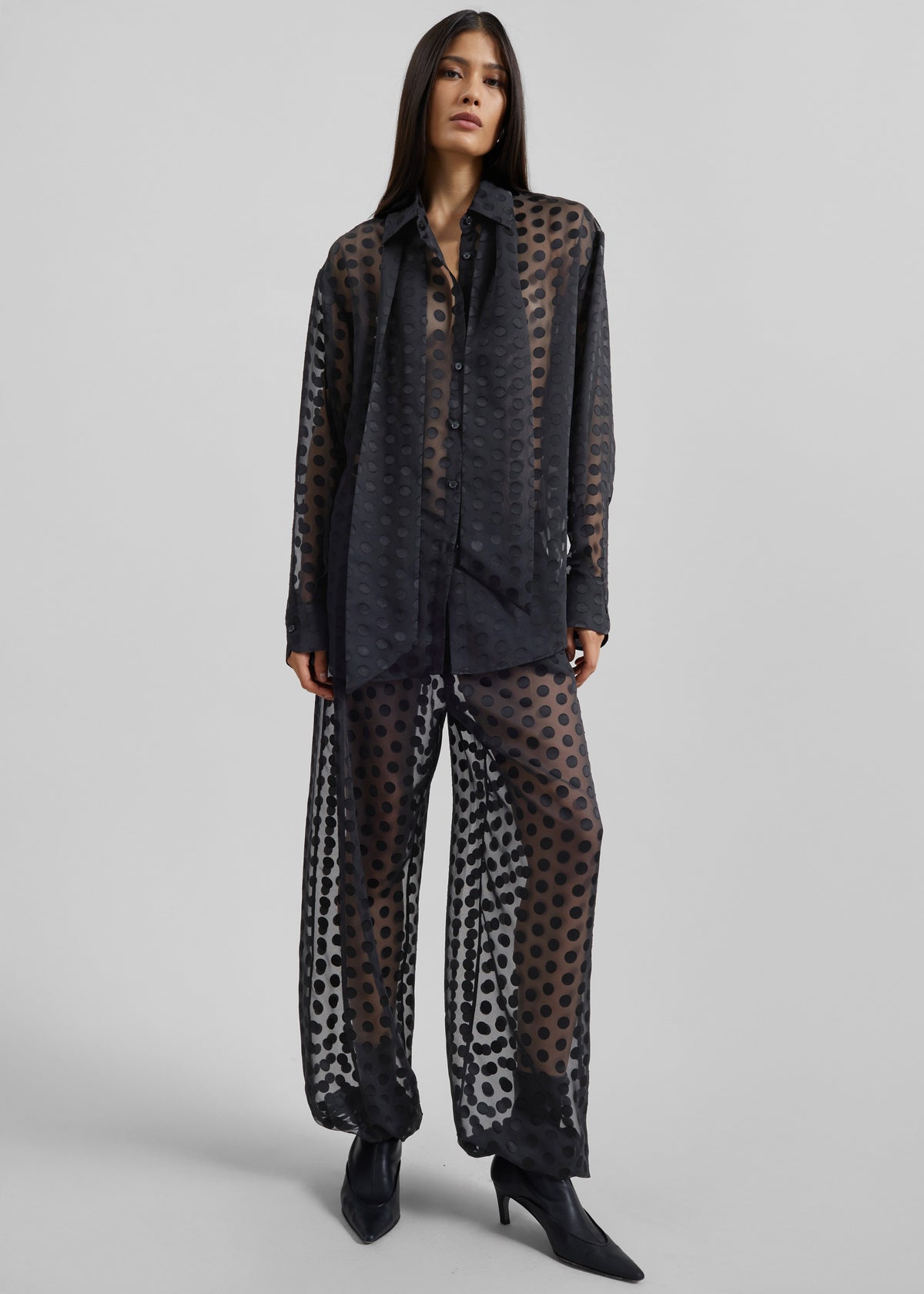 Orissa Sheer Balloon Pants - Black Polka Dot - 3