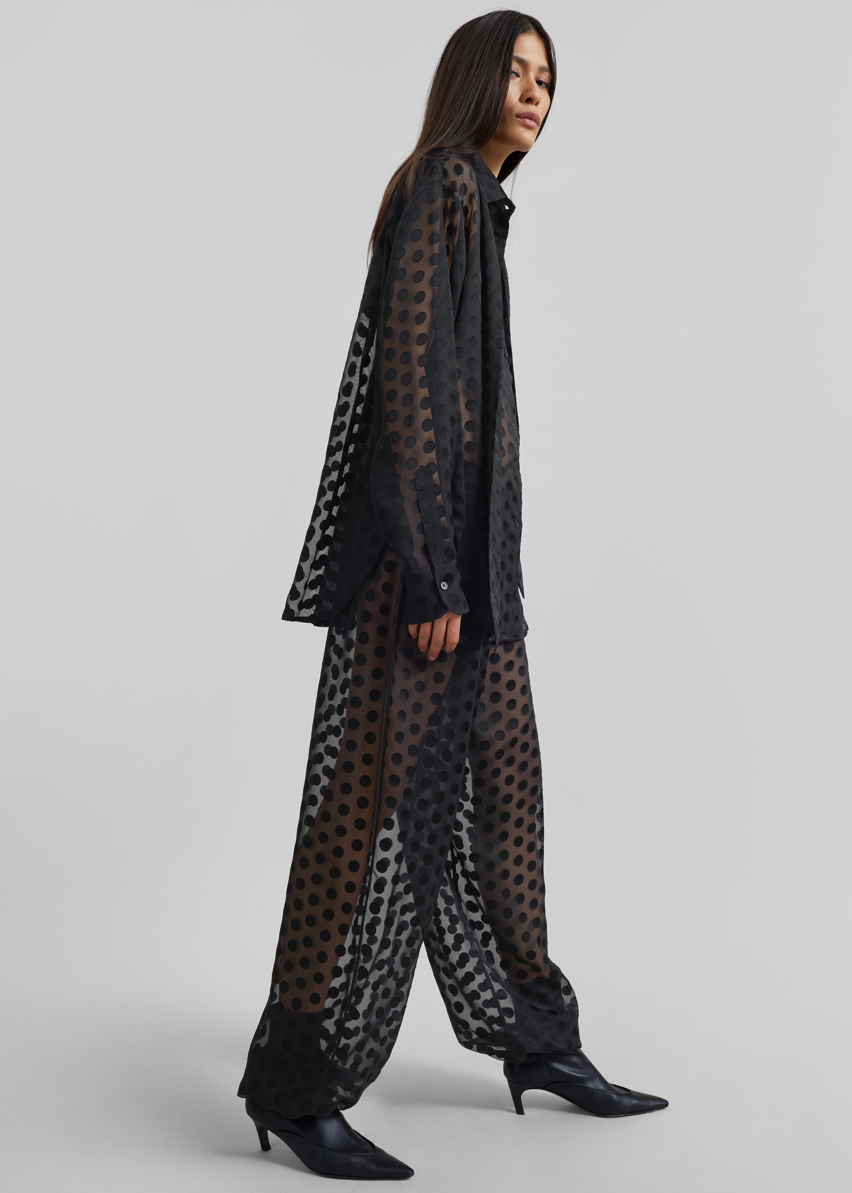 Orissa Sheer Balloon Pants - Black Polka Dot - 1