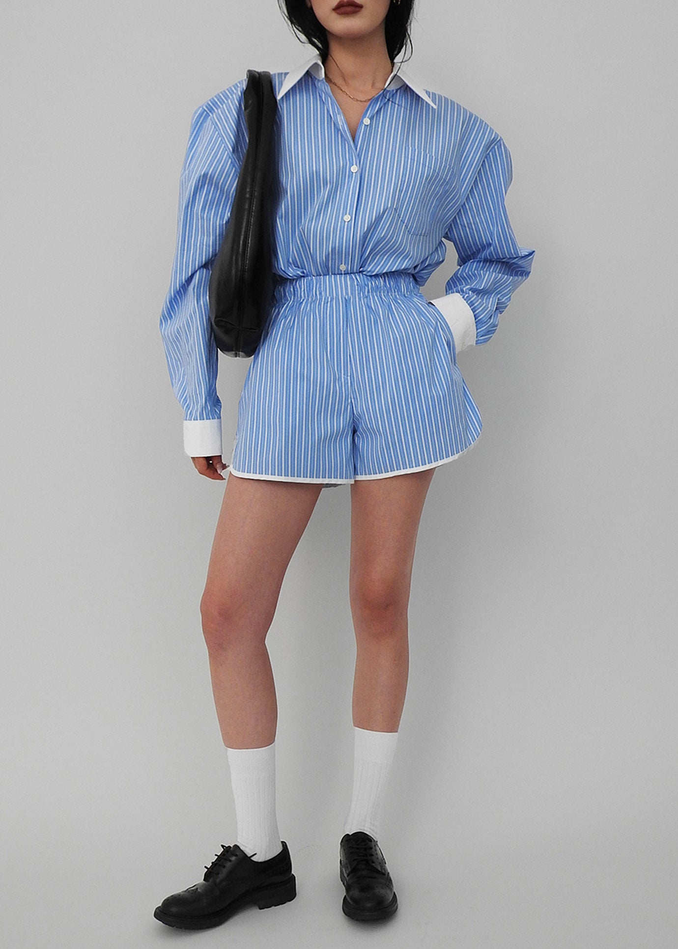Orla Button Up Shirt - Blue/White Stripe