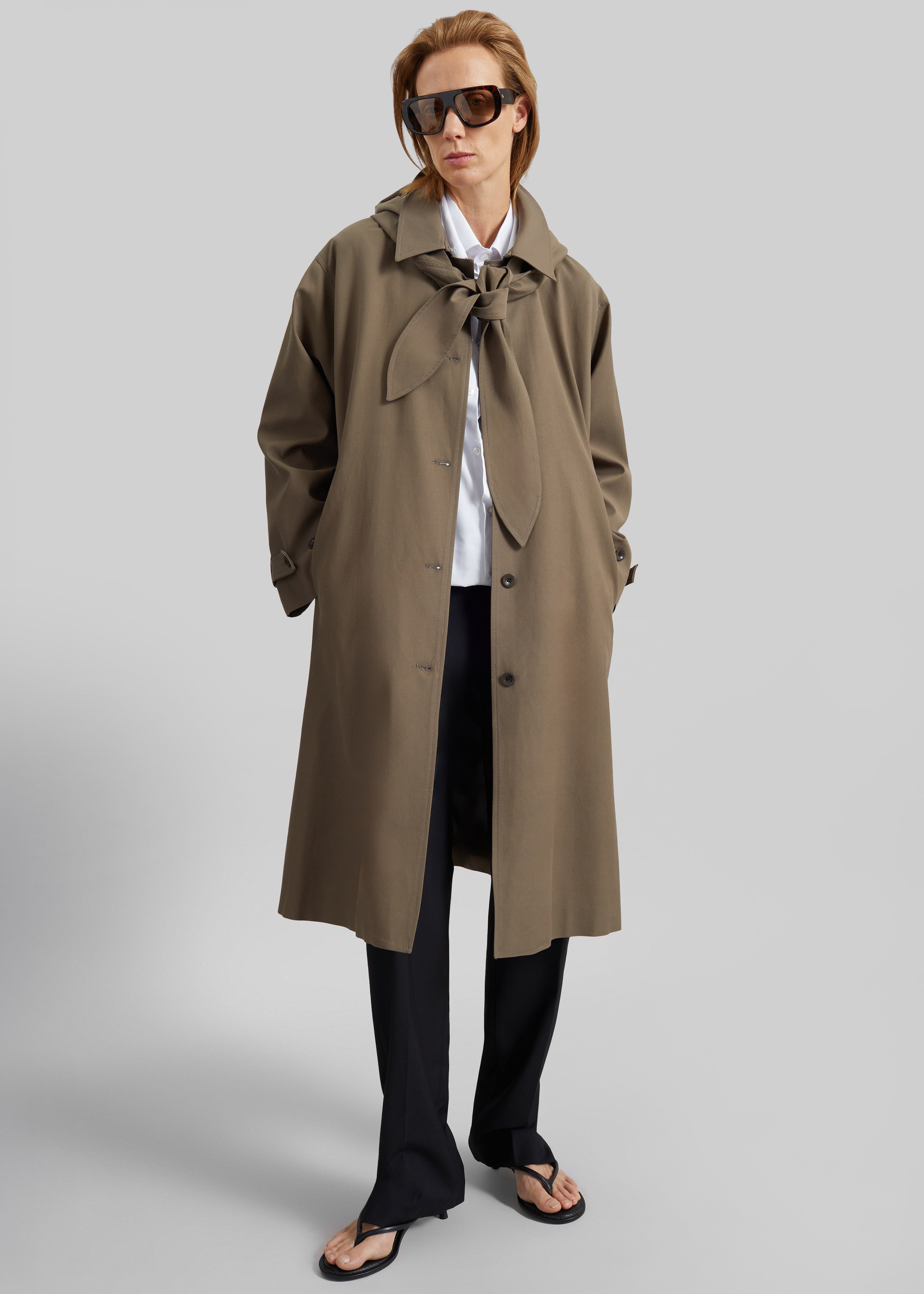 Orly Detachable Hood Trench Coat - Brown - 4