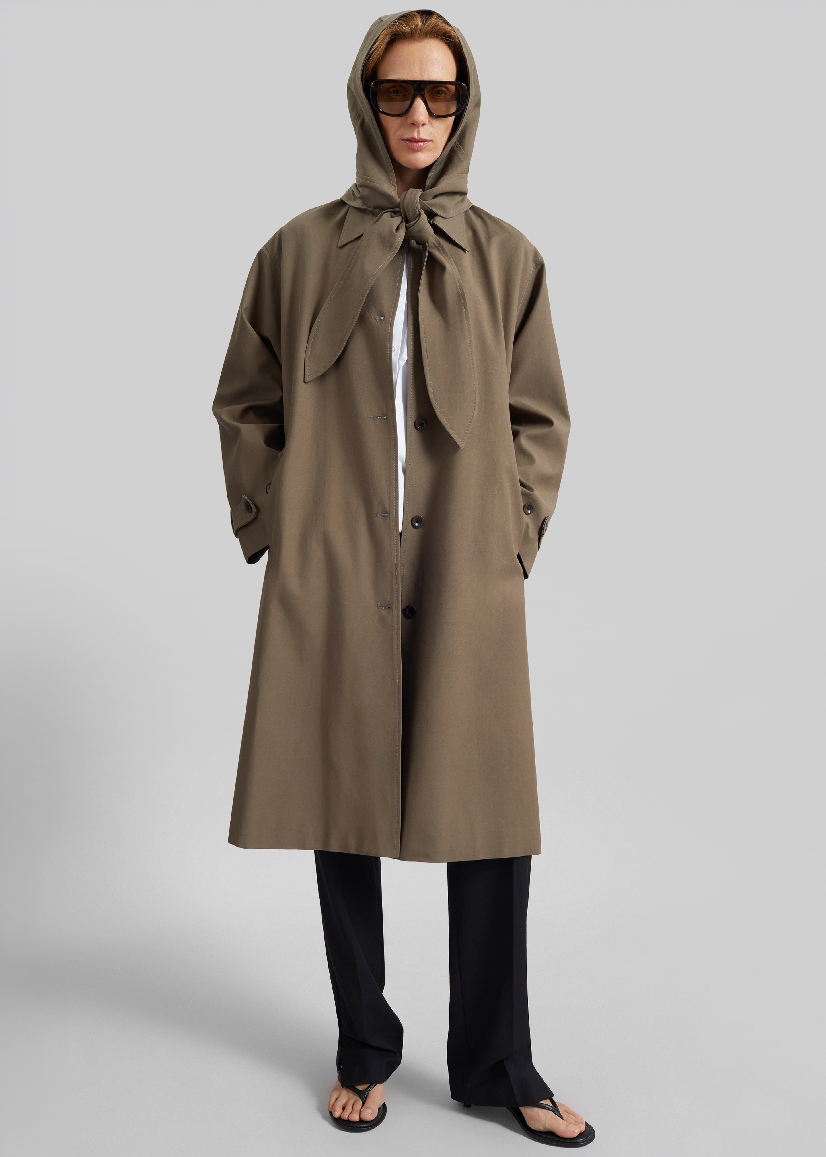 Orly Detachable Hood Trench Coat - Brown - 5