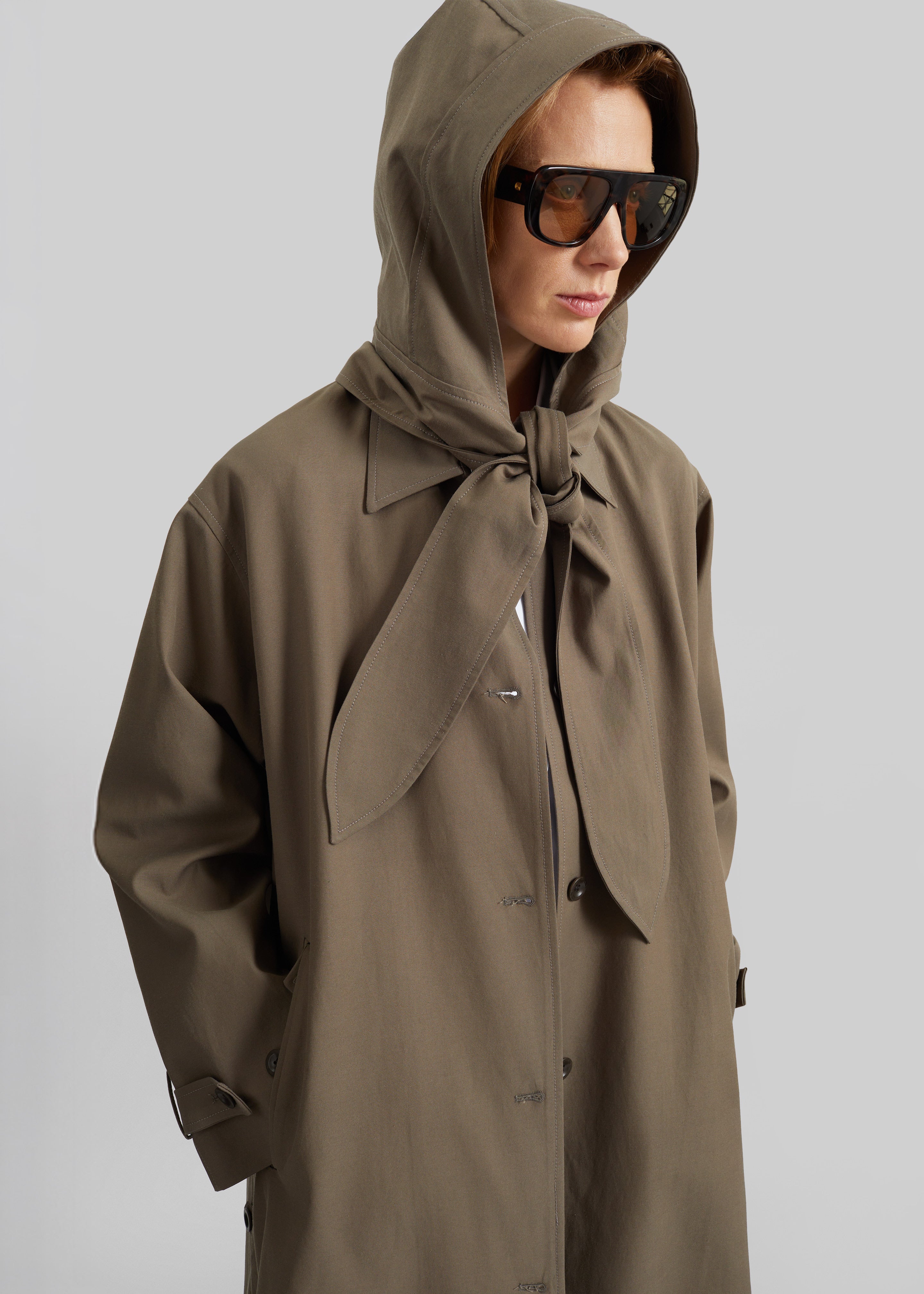Orly Detachable Hood Trench Coat - Brown - 6