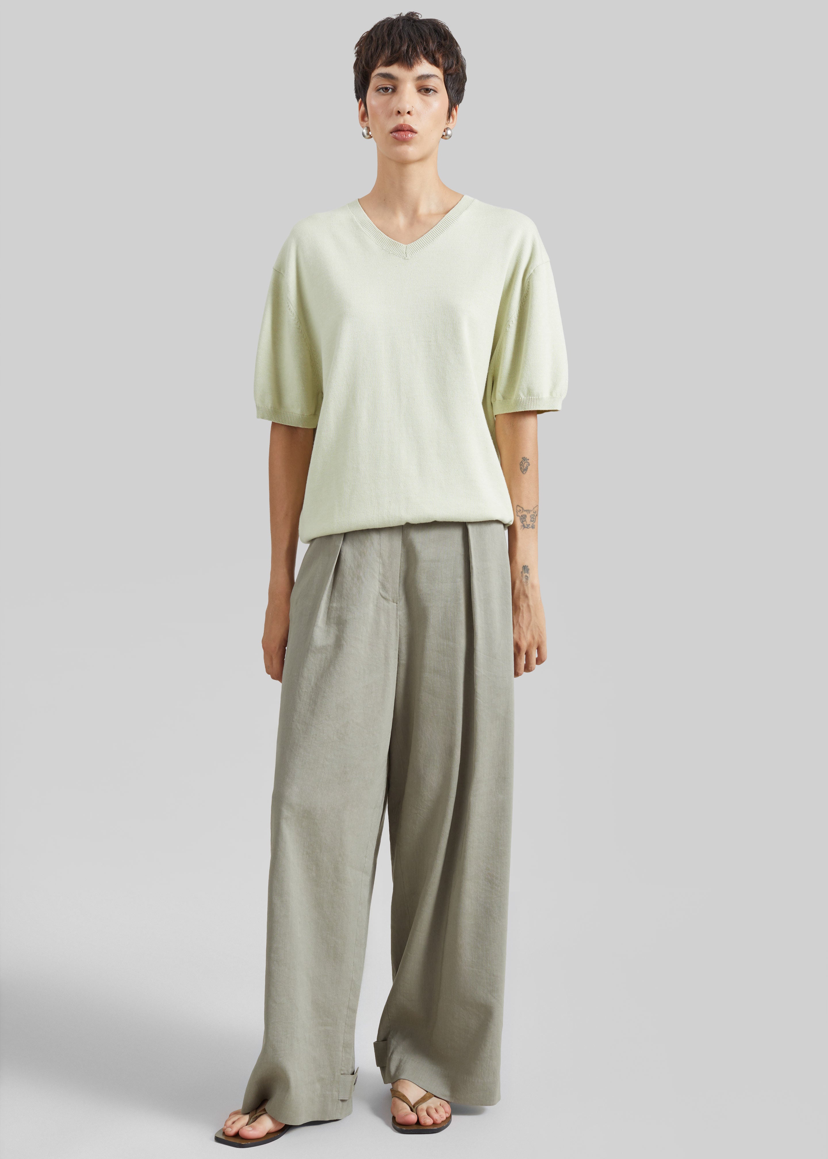 Ornan V-Neck Knit Pullover - Sage - 2